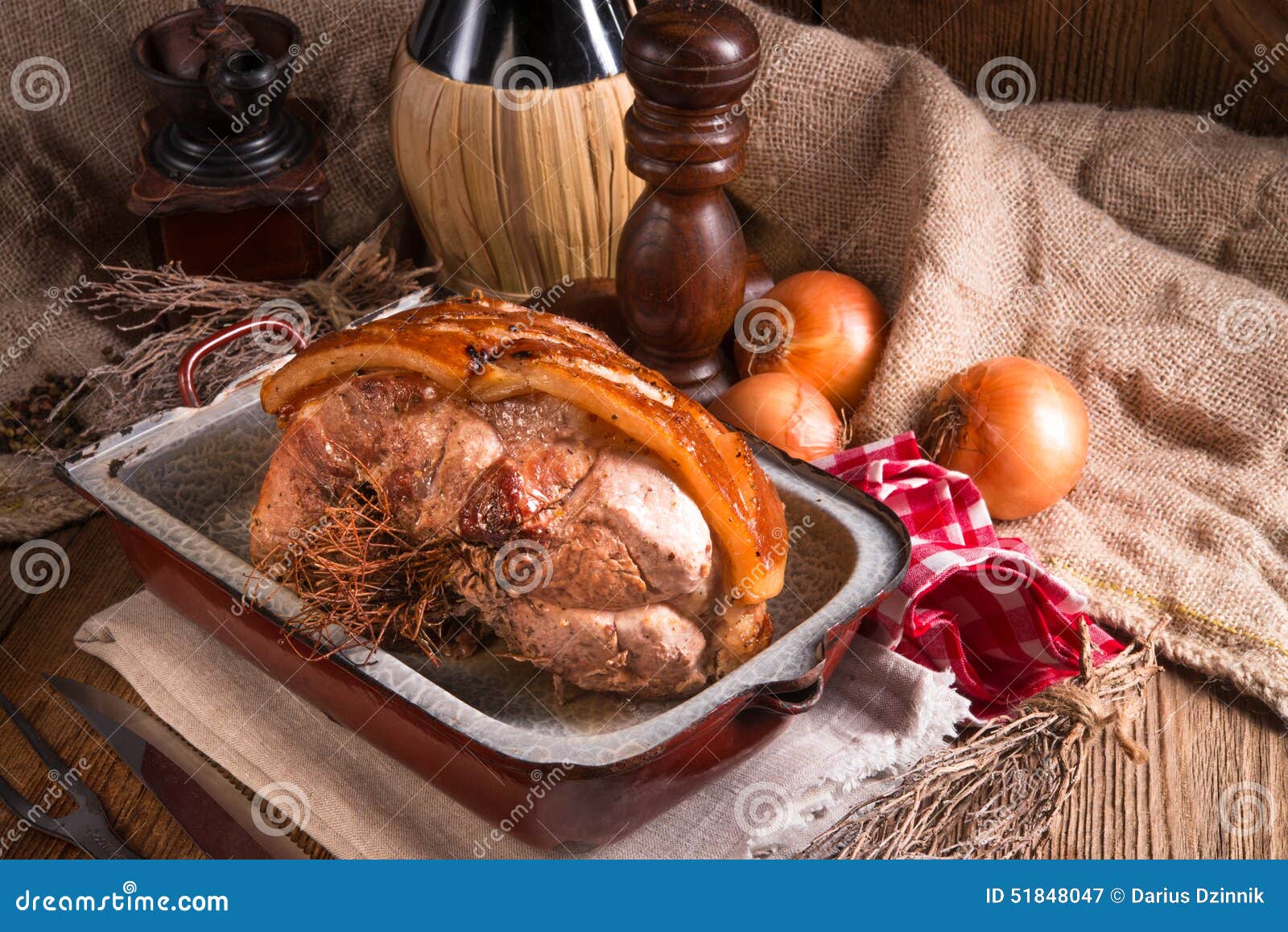 Pork roast with crackling stock image. Image of protein 51848047