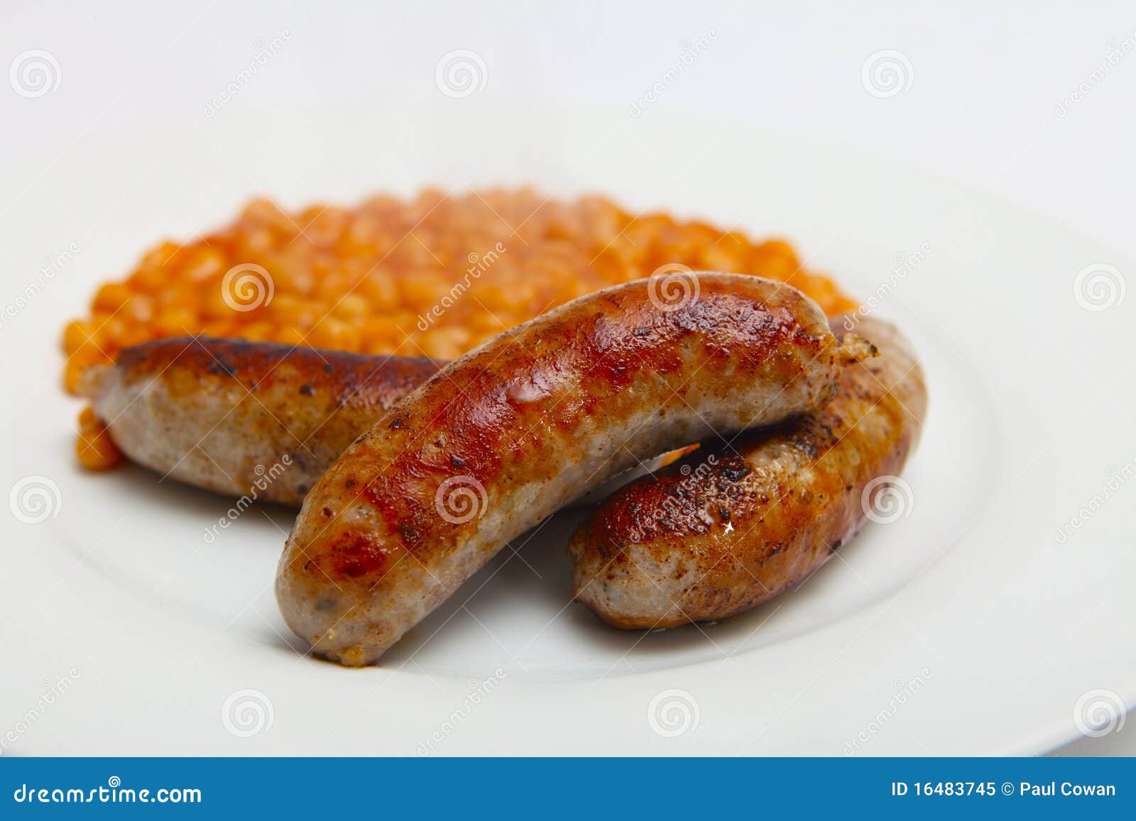Pork sausages and beans stock image. Image of sausage 16483745