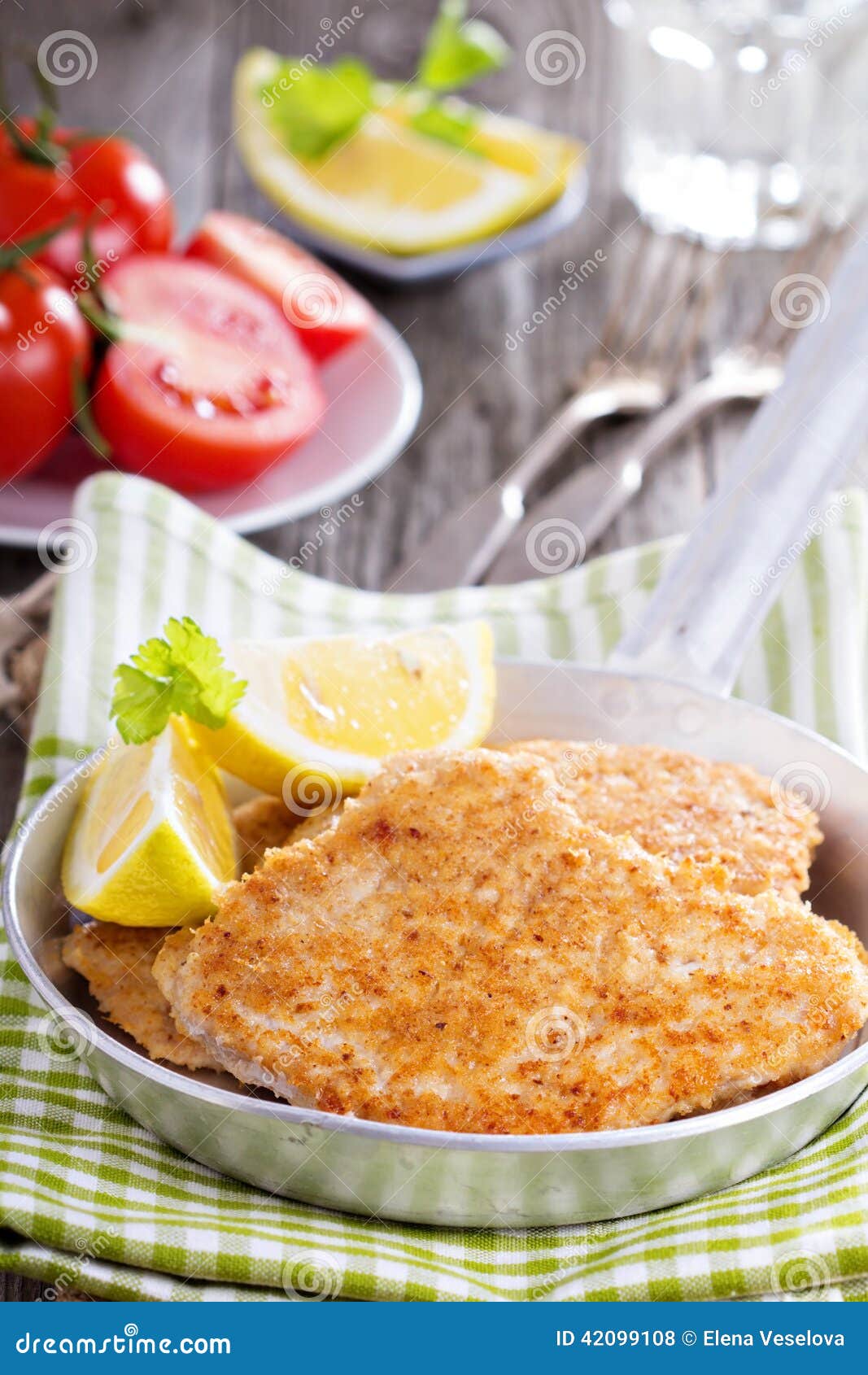 Pork Schnitzel with Parmesan Stock Photo Image of crumbs, cutlets