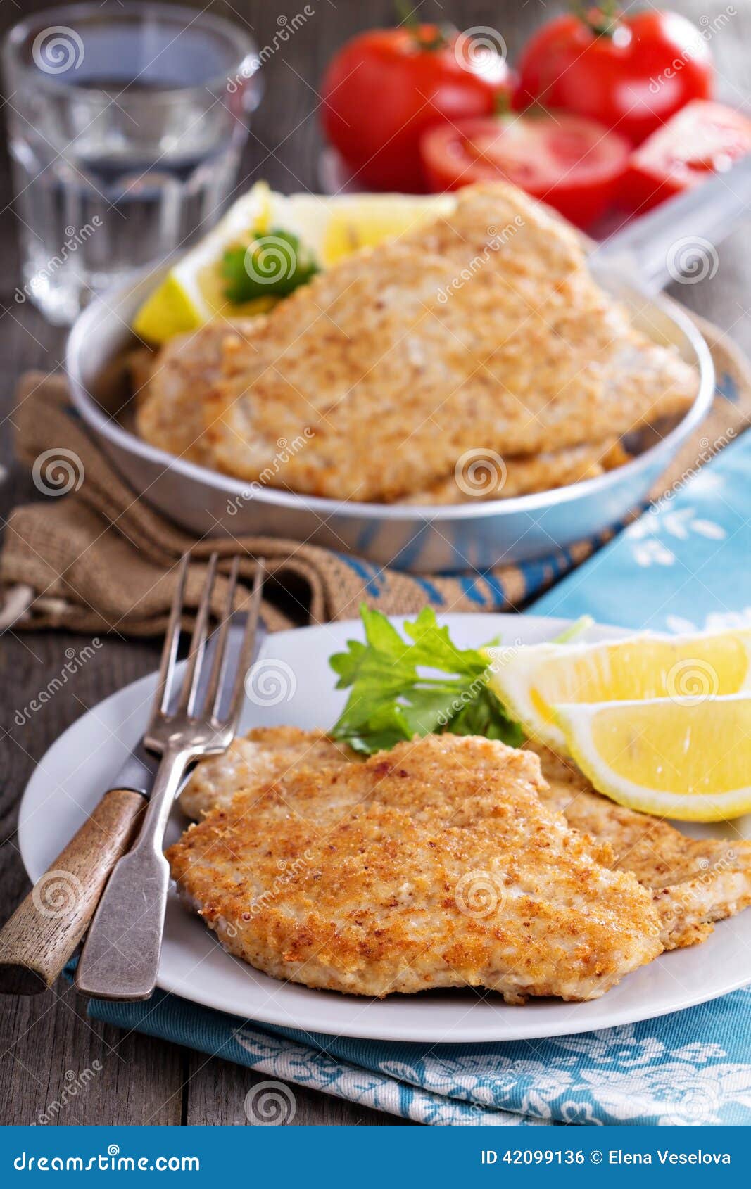 Pork Schnitzel with Parmesan Stock Photo Image of bread, meat 42099136