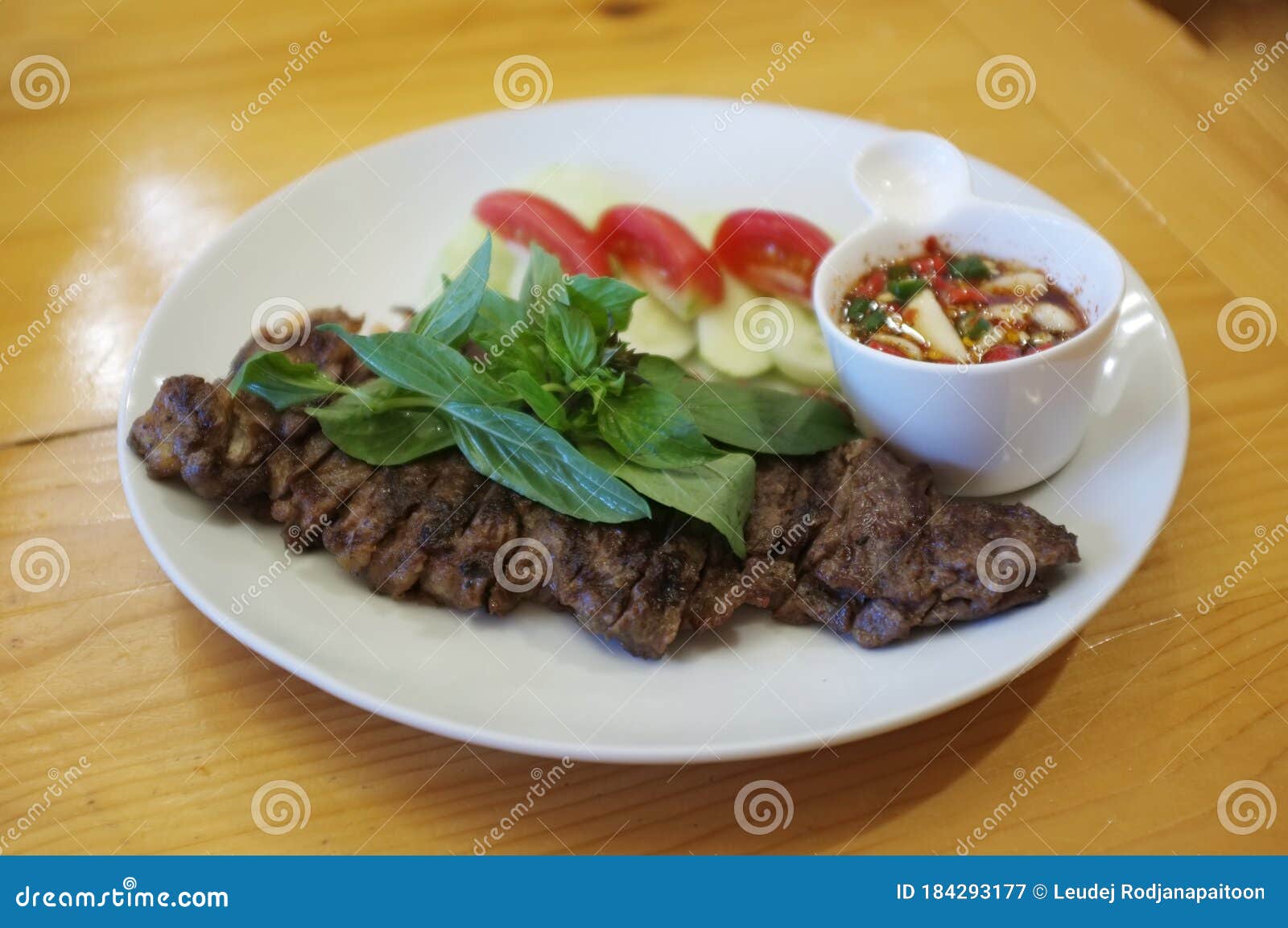 Pork Shoulder Steak with Jaew Sauce Stock Image Image of herb