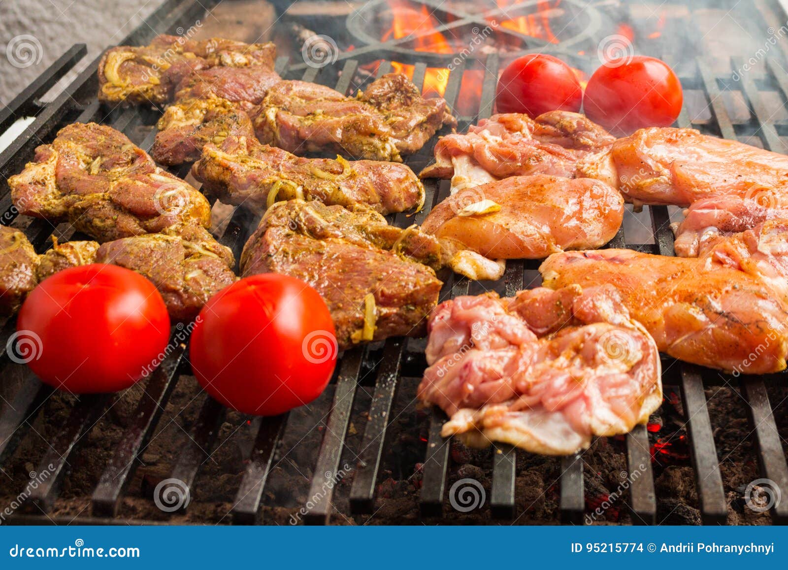 Pork Steaks Roast on a Large Grill Stock Photo Image of charcoal
