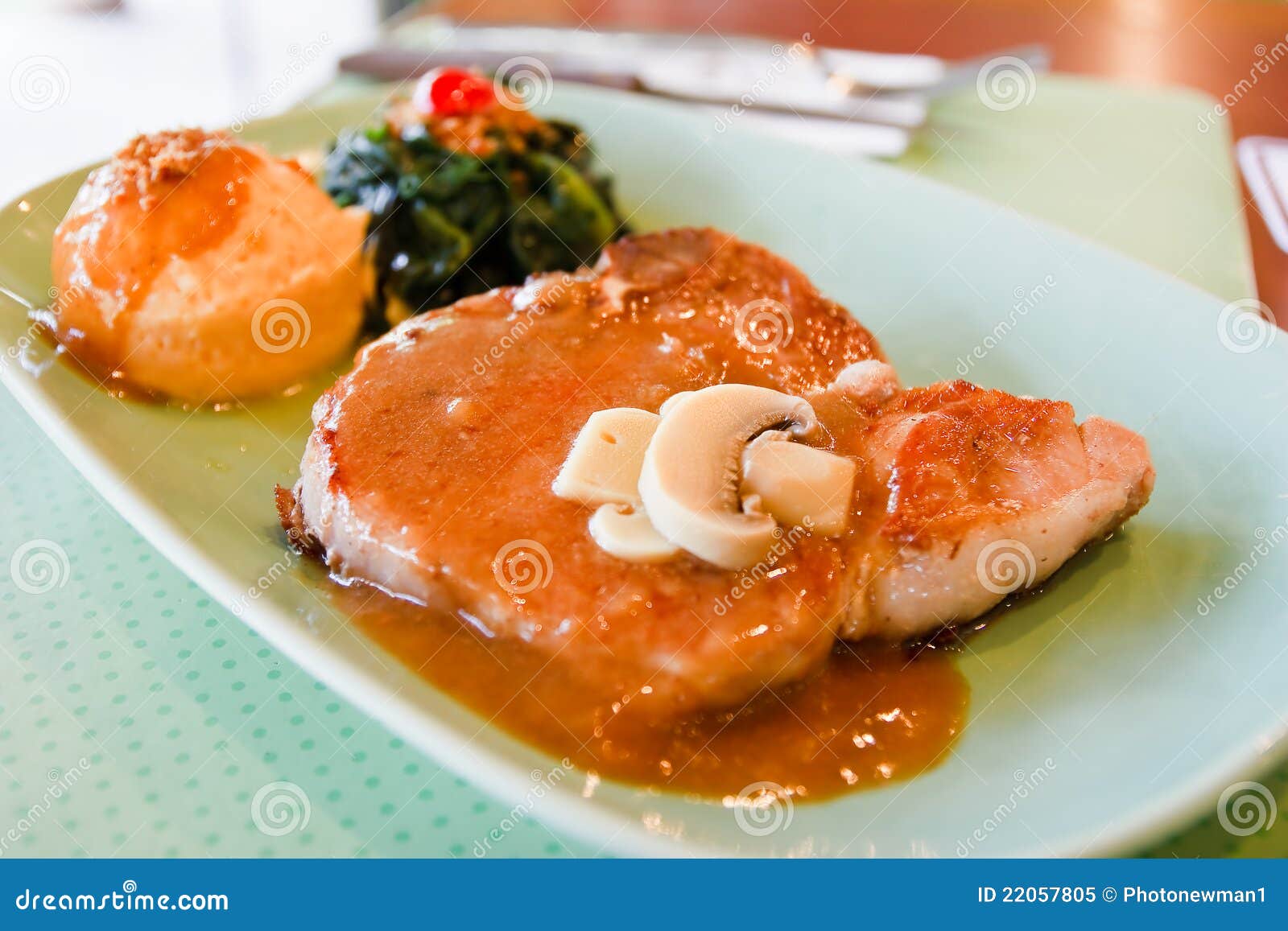 Pork Tbone steak. stock image. Image of dish, lunch 22057805