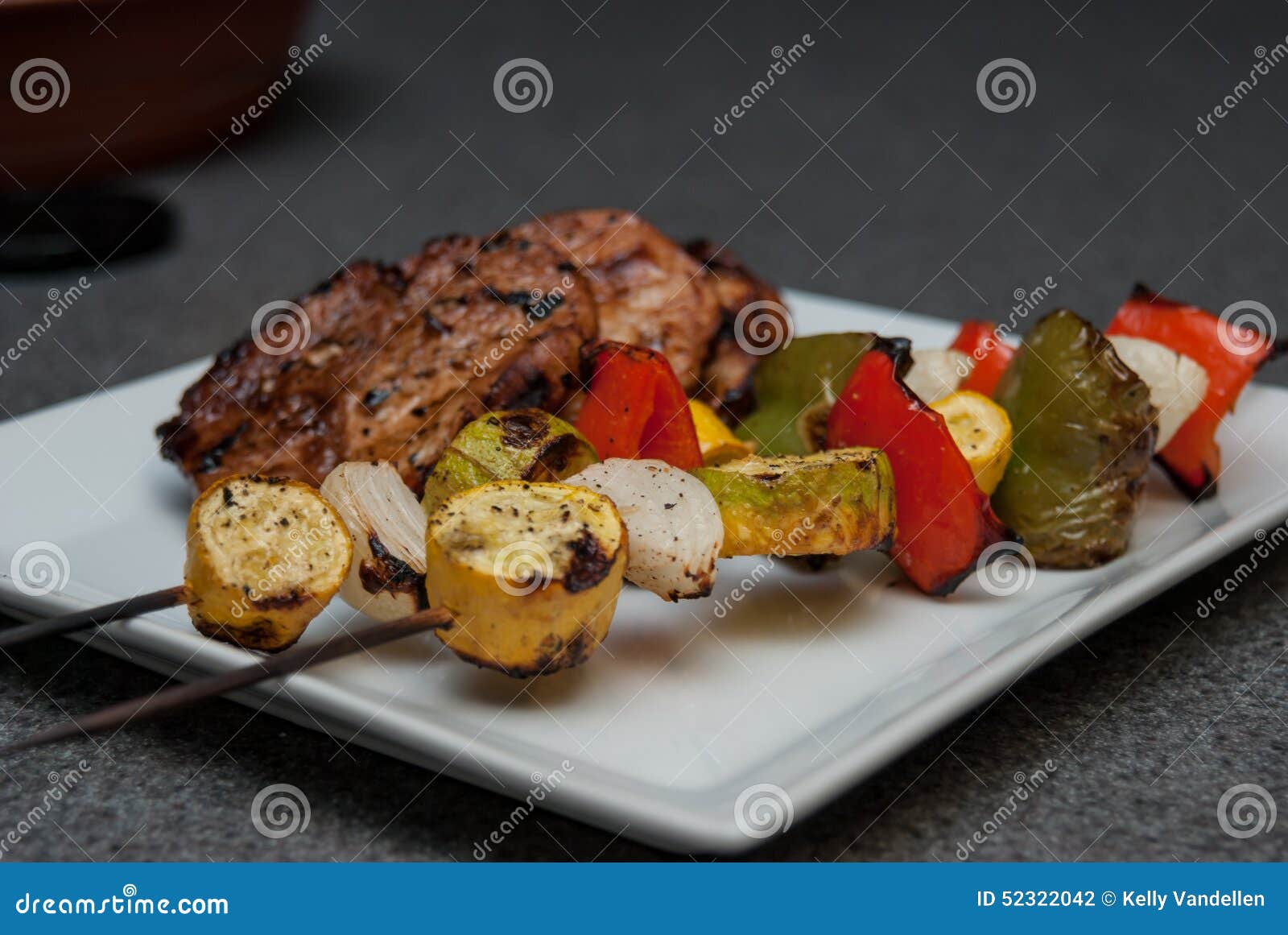 Pork and Vegetable Kabobs stock photo. Image of bell 52322042
