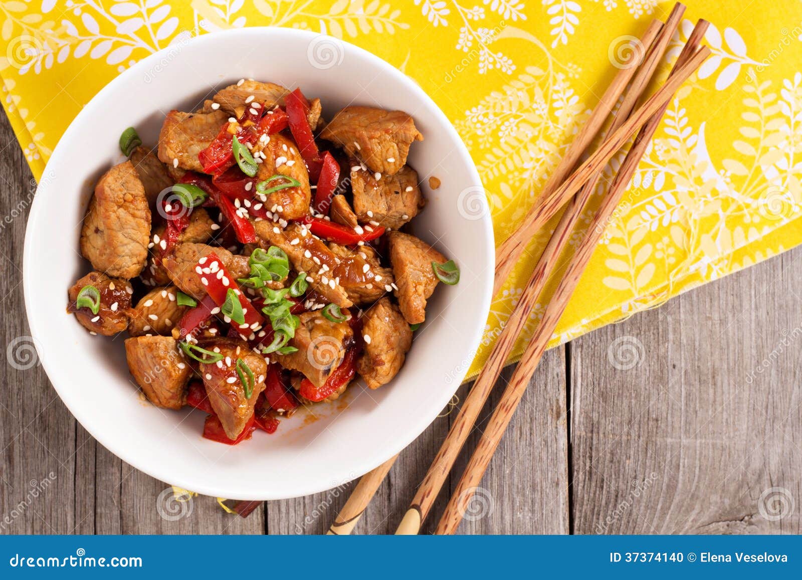 Pork with Vegetables in Asian Style Stock Photo - Image of seeds, bell
