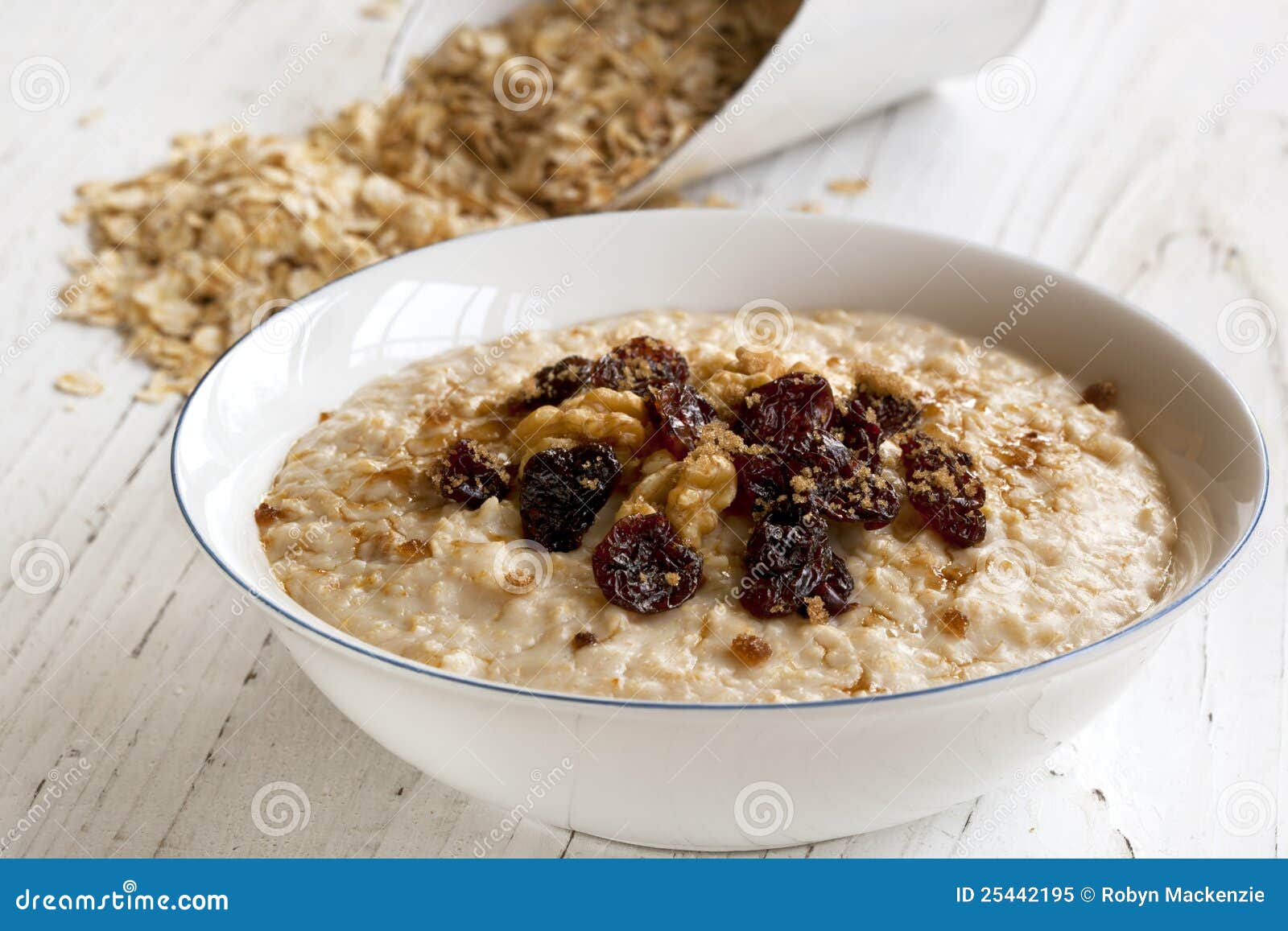 Porridge with Walnuts and Raisins Stock Image Image of rustic, white 25442195