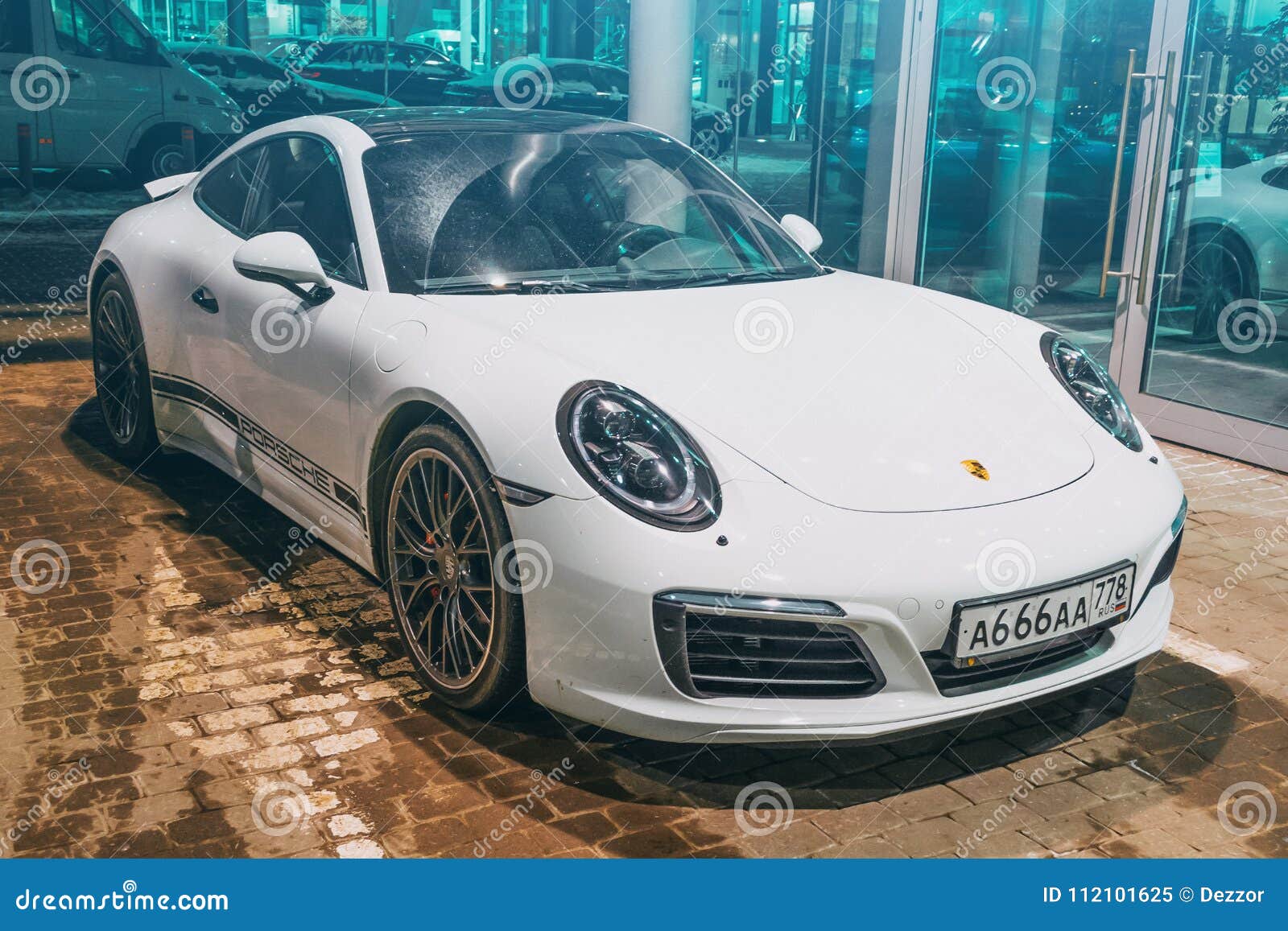 Porsche White 911 Carrera 4s. Russia, Saint-Petersburg. 02 March 2018.  Editorial Image - Image of performance, industry: 112101625