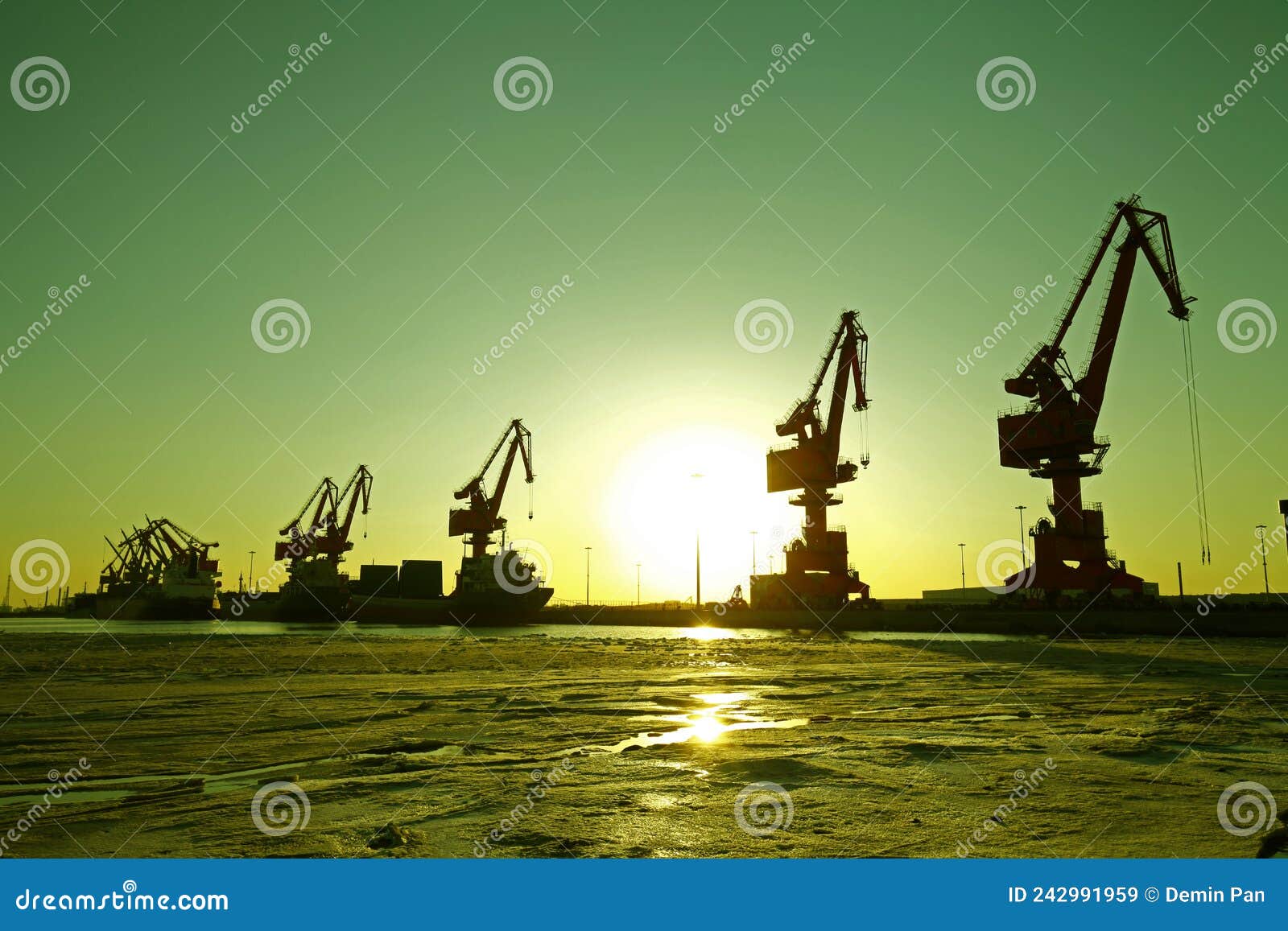 Port Crane for Work in the Sunset Stock Image Image of building