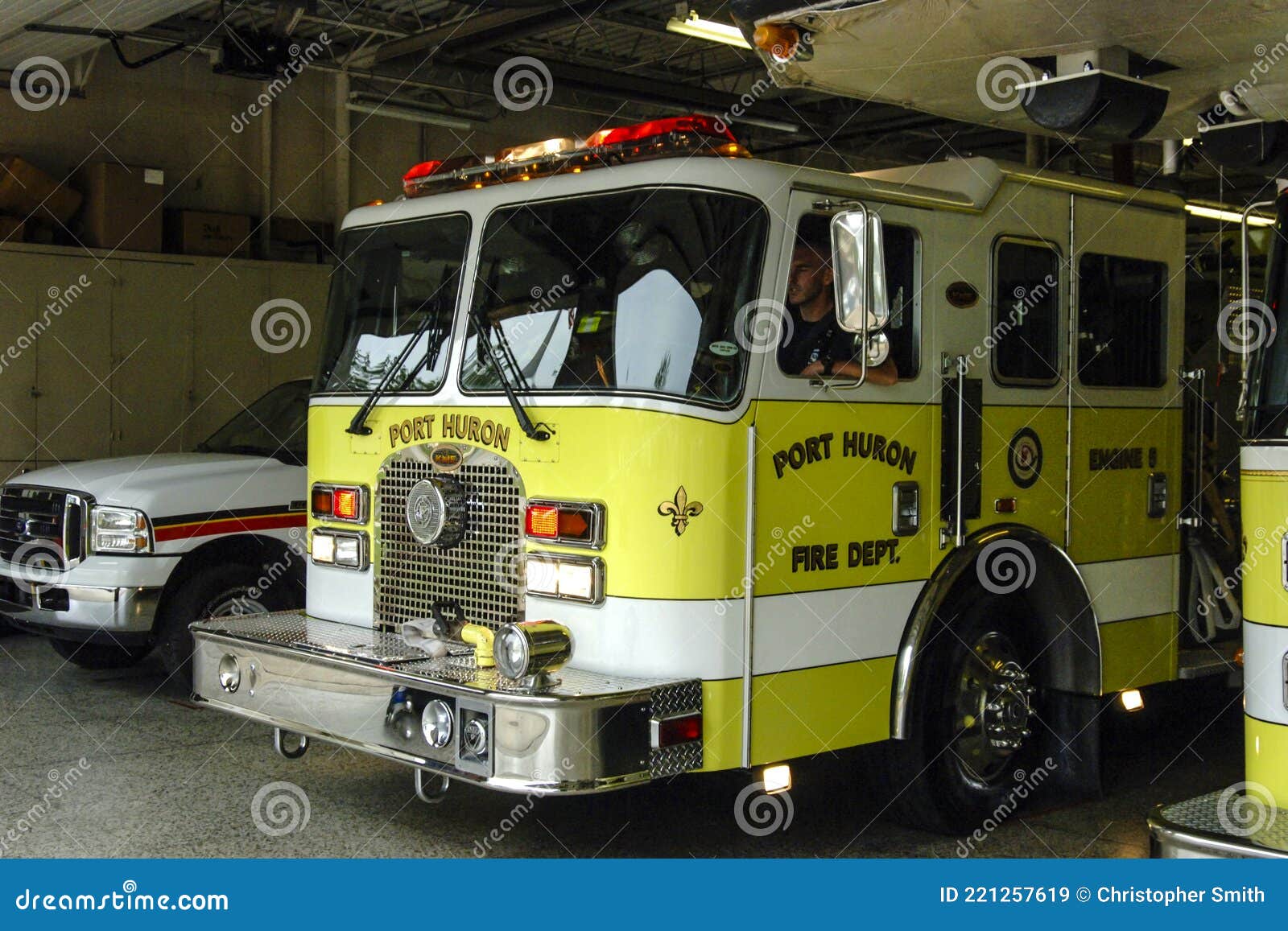 Yellow Fire Trucks Sit Inside the Fire Station House Editorial Stock Image Image of fireengine