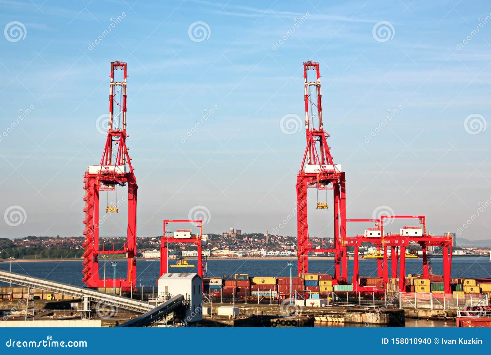 Liverpool, UK, May, 12,2019. Cargo Terminal for Unloading Bulk Cargo
