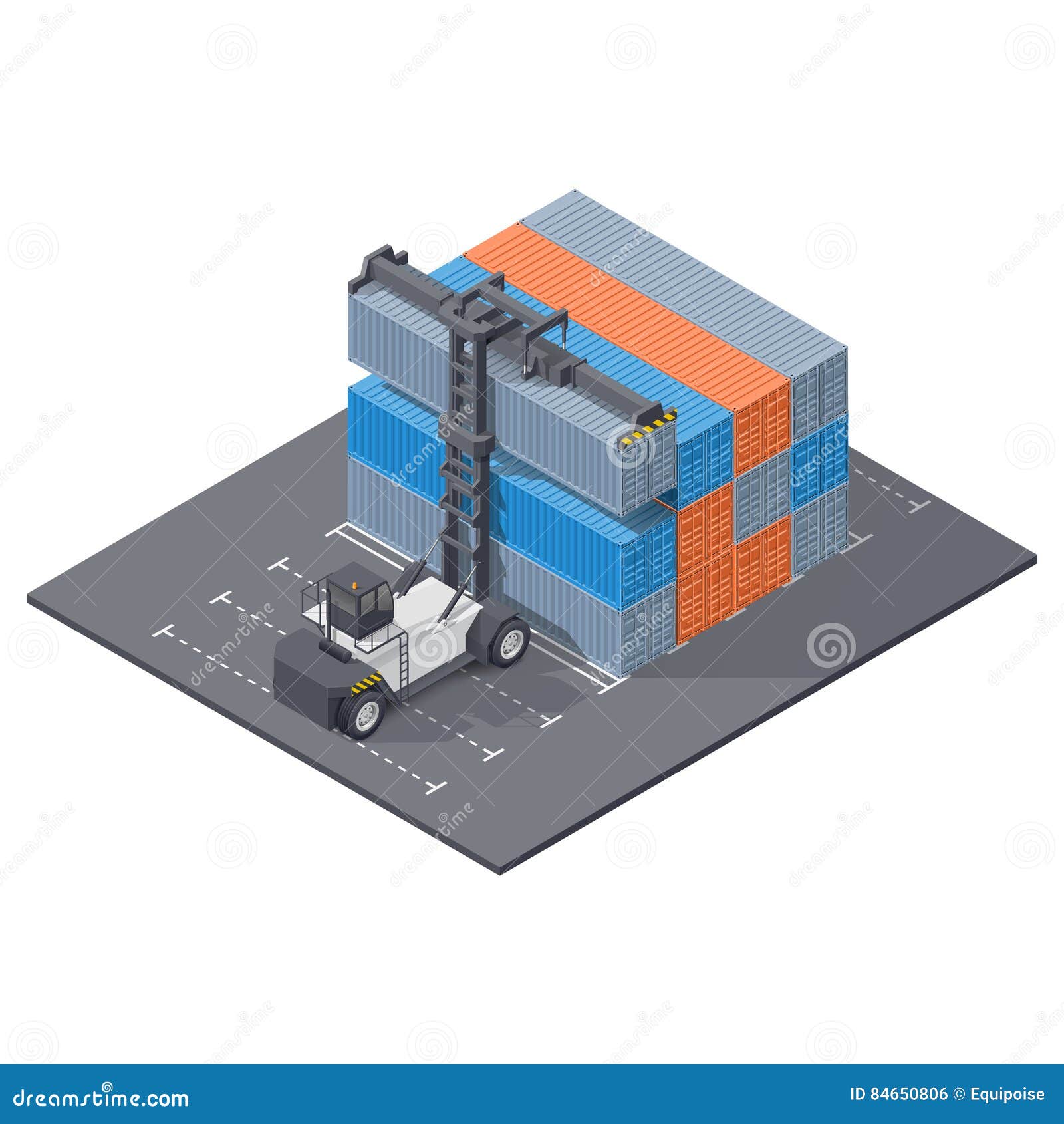 Port Loader Stacks 40 Foot Containers Isometric Icon Stock Vector Illustration Of Business Lifting