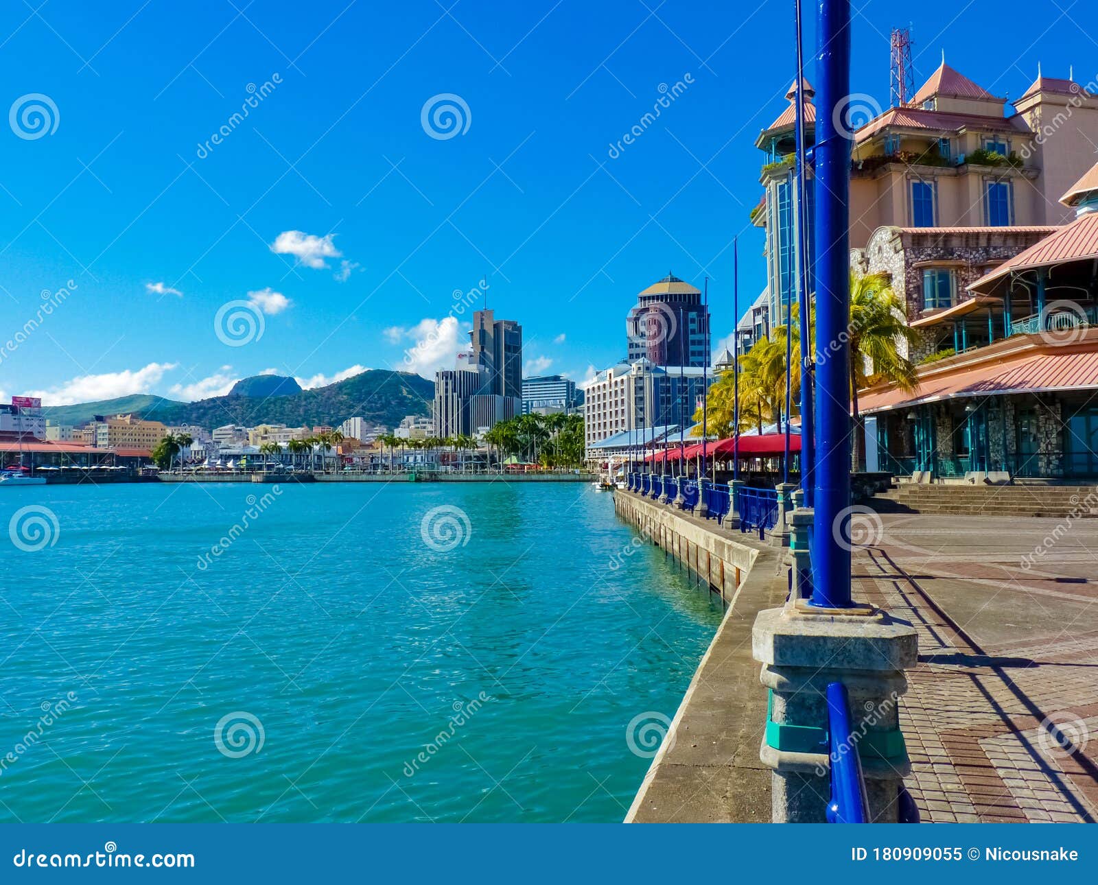 View of the Caudan Waterfront in Port Louis Capital of Mauritius Island
