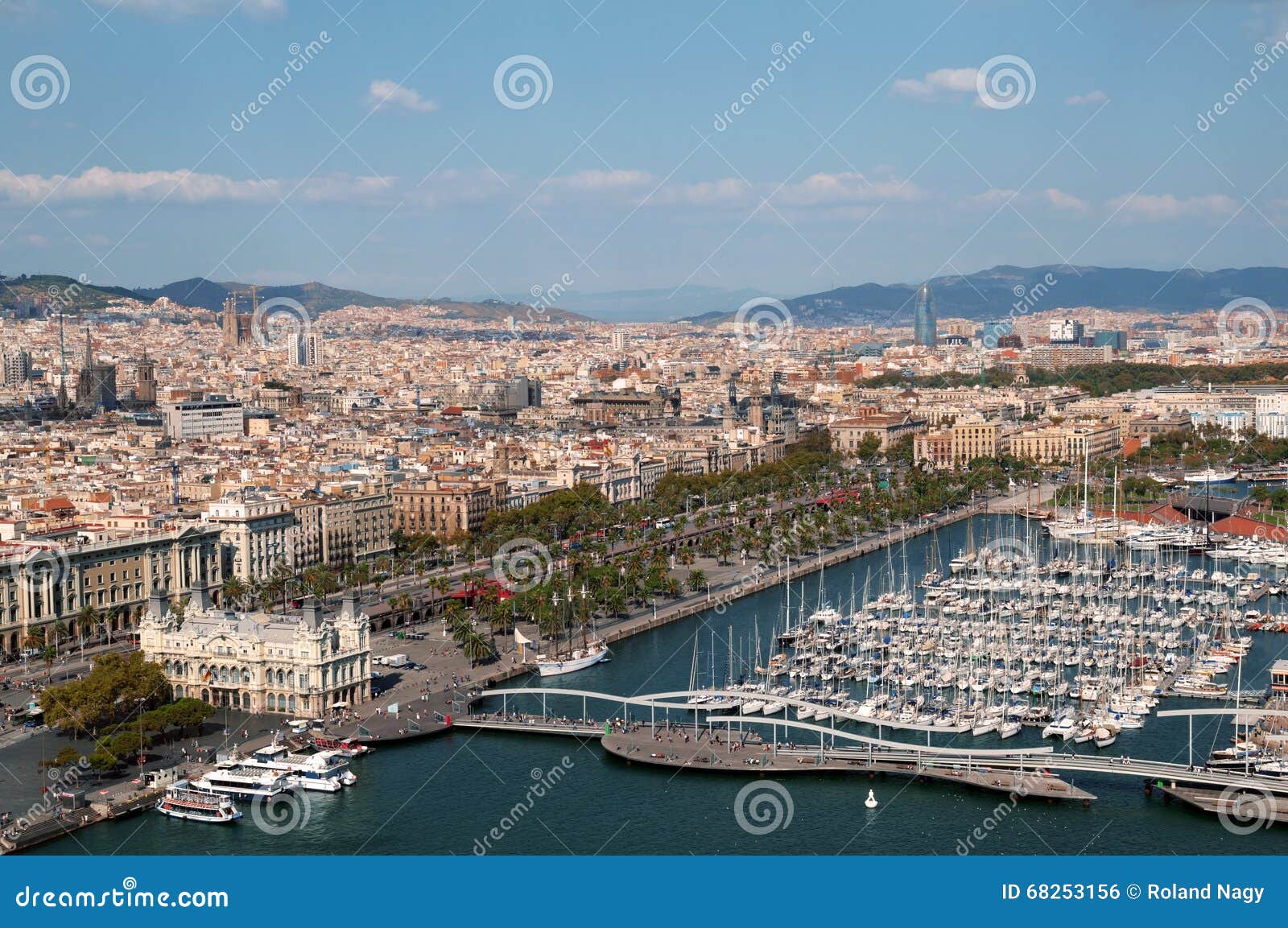 Port Vell, Barcelona editorial photo. Image of aerial - 68253156