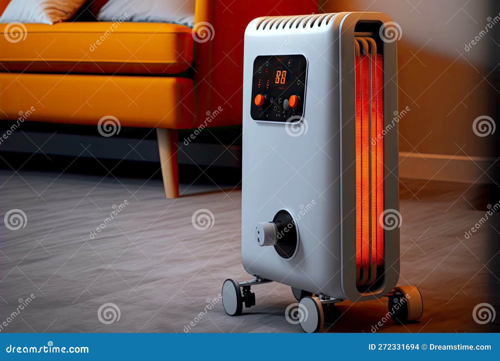 Portable Heating Radiator on Legs with Temperature Controller Stock Illustration Illustration