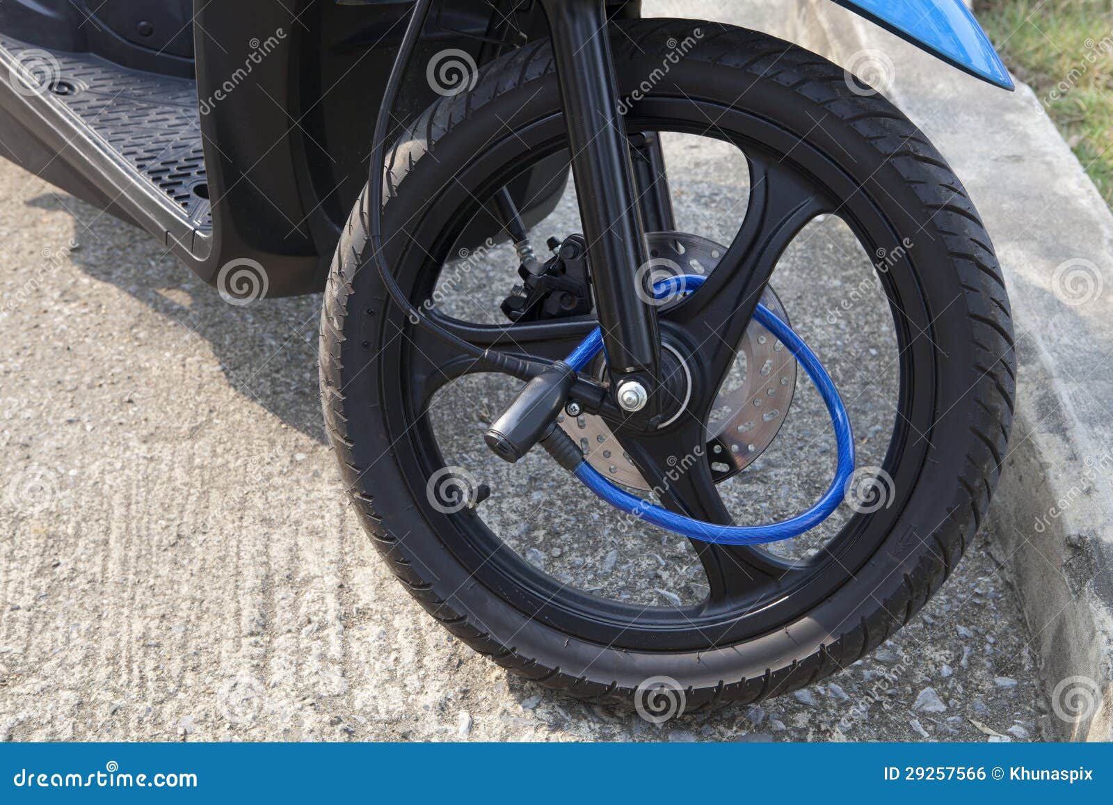 Portable Lock on Front Wheel Motocycle Stock Photo Image of password