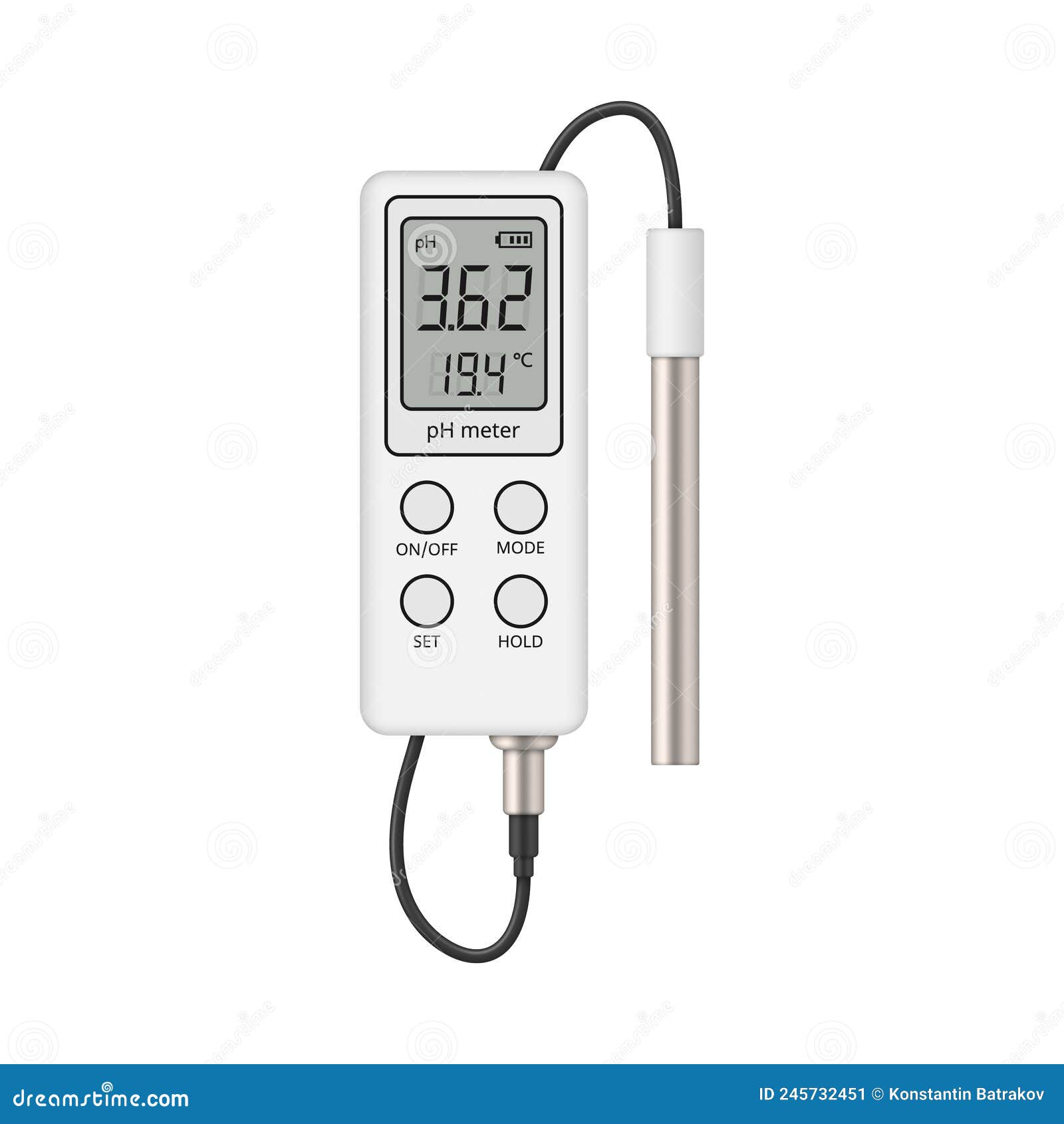 Portable pH tester. stock vector. Illustration of gauge 245732451