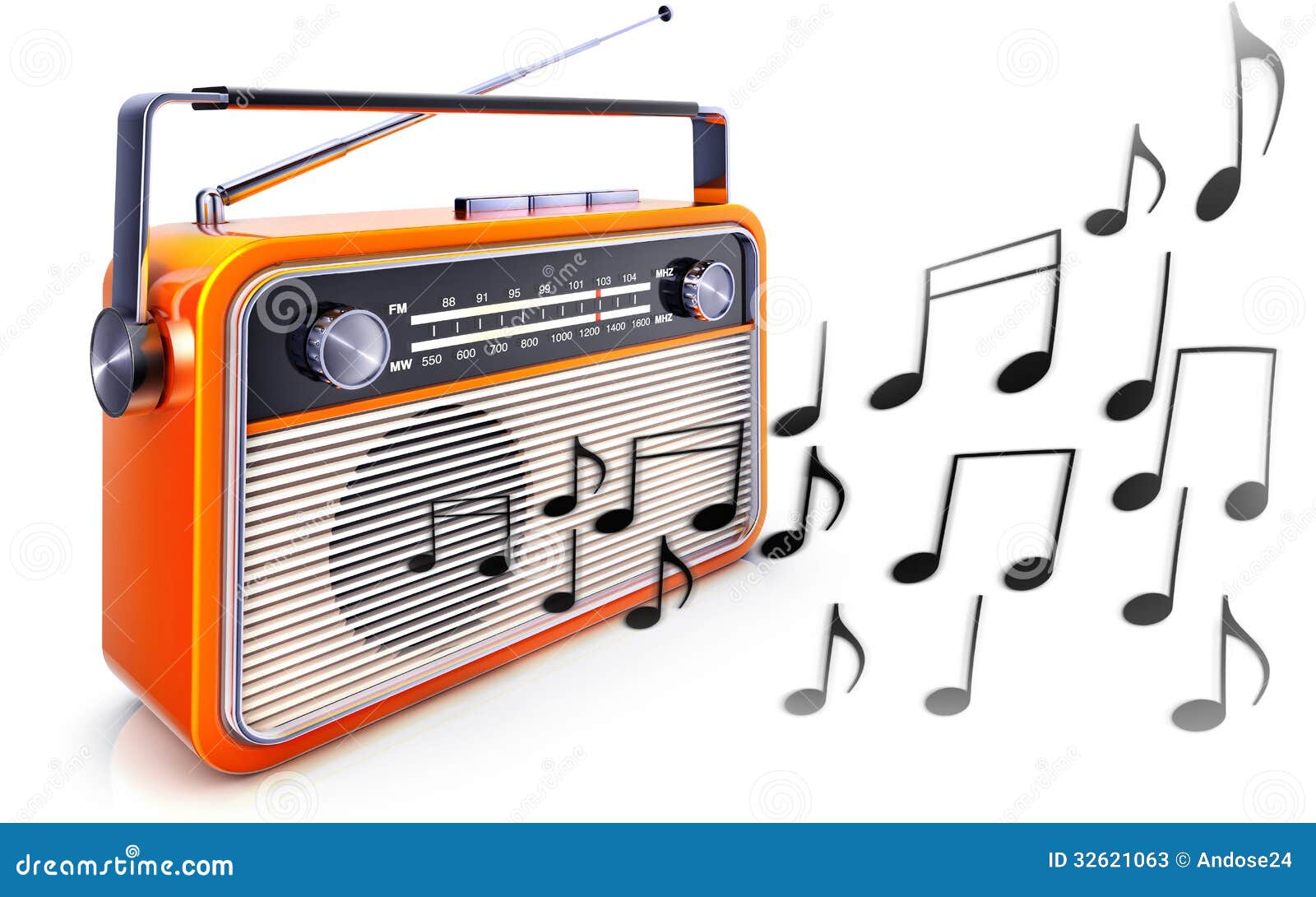 Portable Radio And Music Notes Stock Photos - Image: 32621063