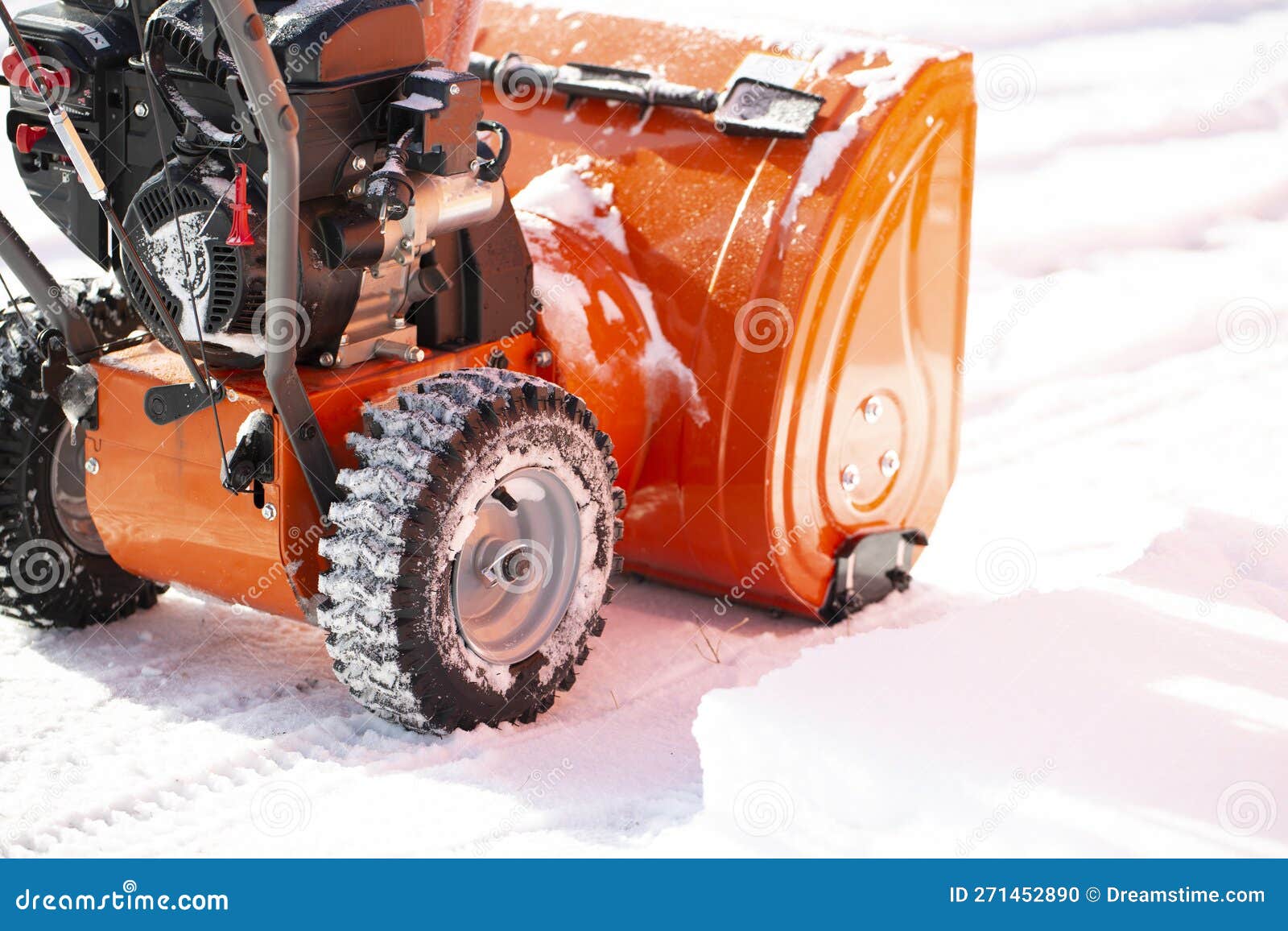A Portable Snow Blower Powered by Gasoline. Snow Removal in Winter