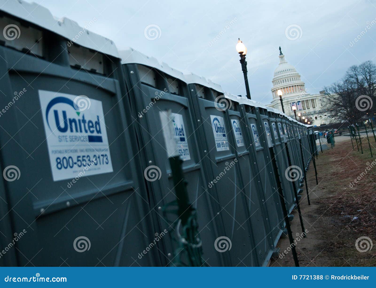 Portable Toilets in Front of U.S. Capitol Building Editorial Stock