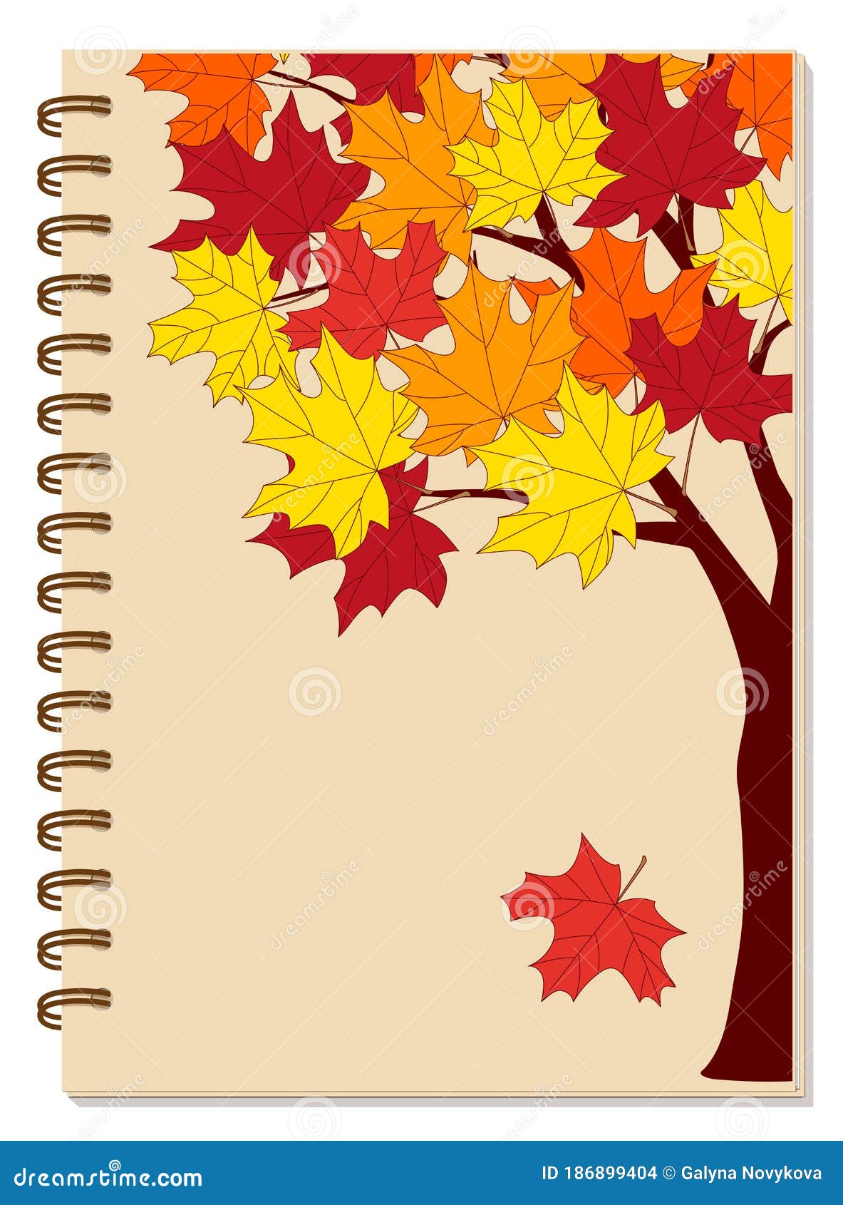 A5 Portada De Cuaderno De Espiral Escolar Con Colorido árbol De Arce De  Otoño Ilustración del Vector - Ilustración de retroceder, contorno:  186899404