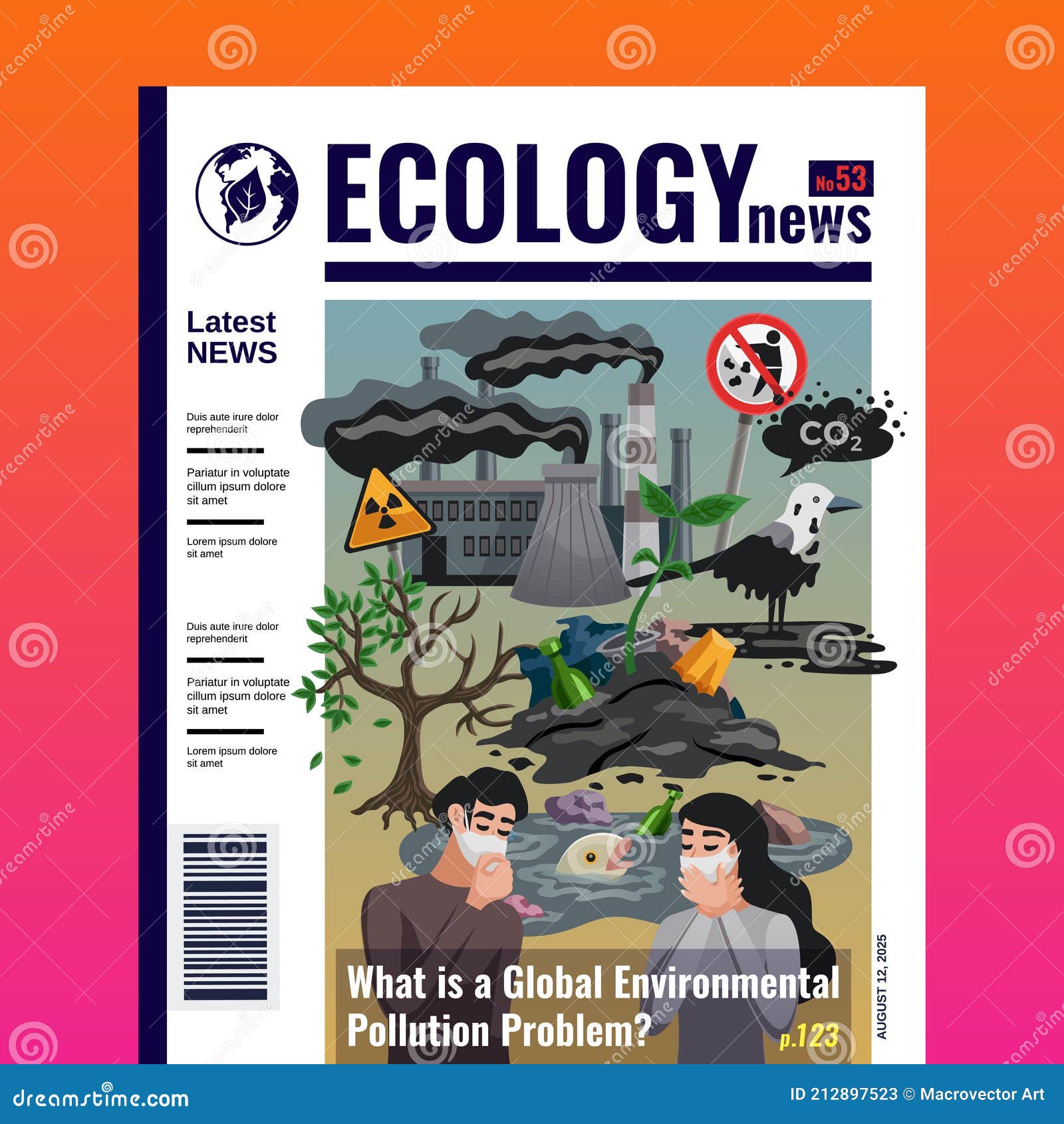 Portada De La Revista De Ecología De La Contaminación Ilustración del  Vector - Ilustración de ambiente, radiactivo: 212897523