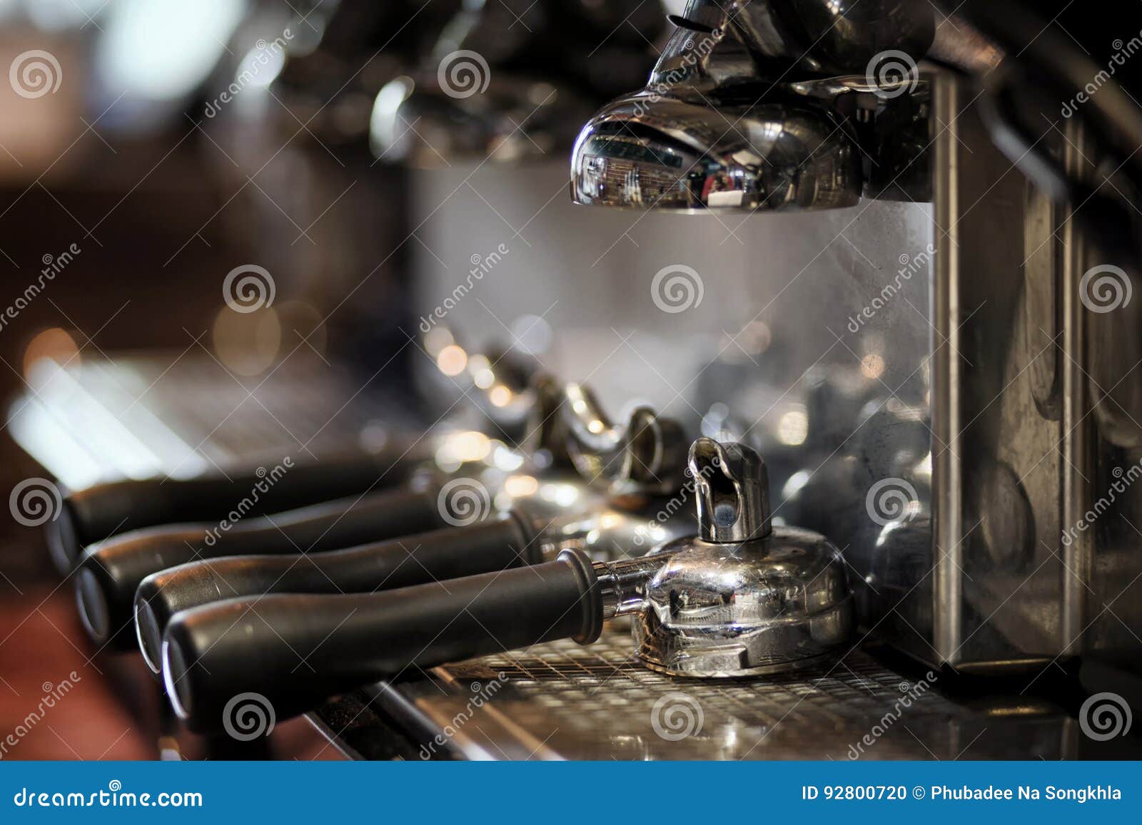 Portafilter on Espresso Machine in Coffee Shop Stock Photo Image of