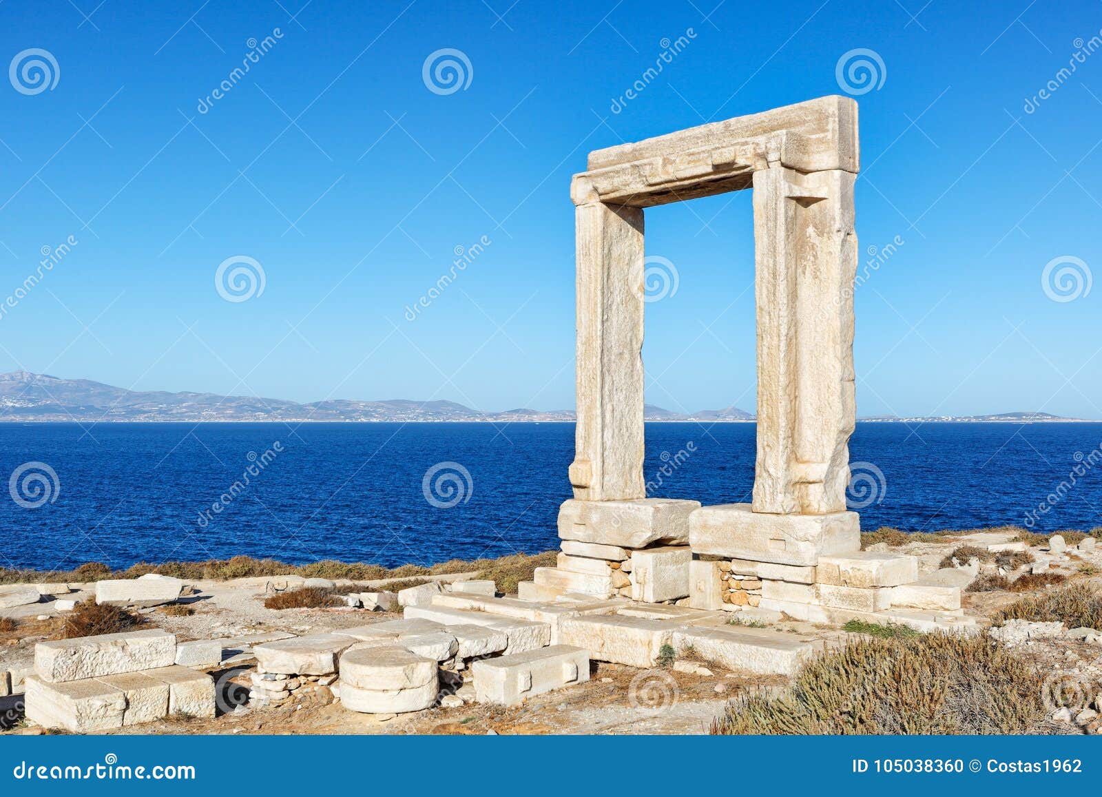 portara in chora of naxos island, greece