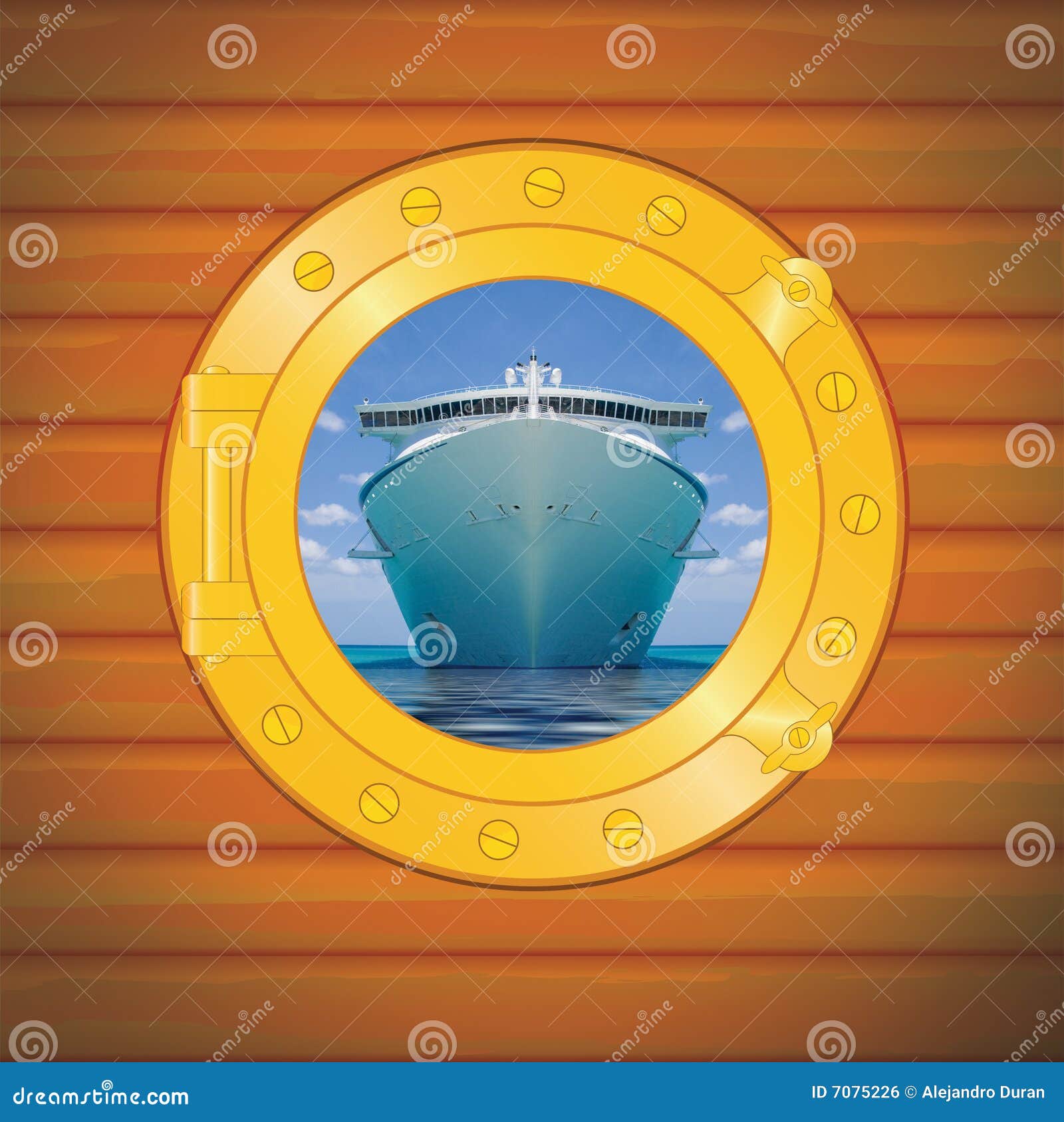 Porthole cruise liner stock illustration. Illustration of blue 7075226