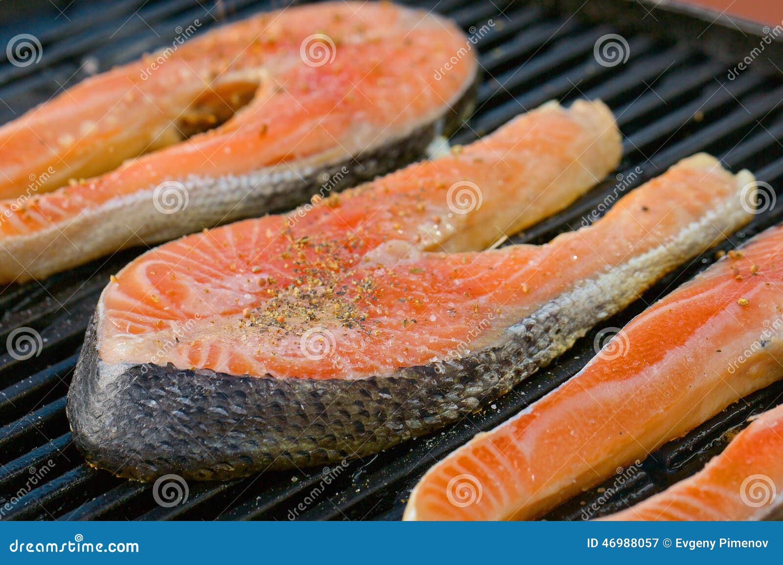 Portion of Fresh Salmon Fillet on a Grill Stock Image Image of diet