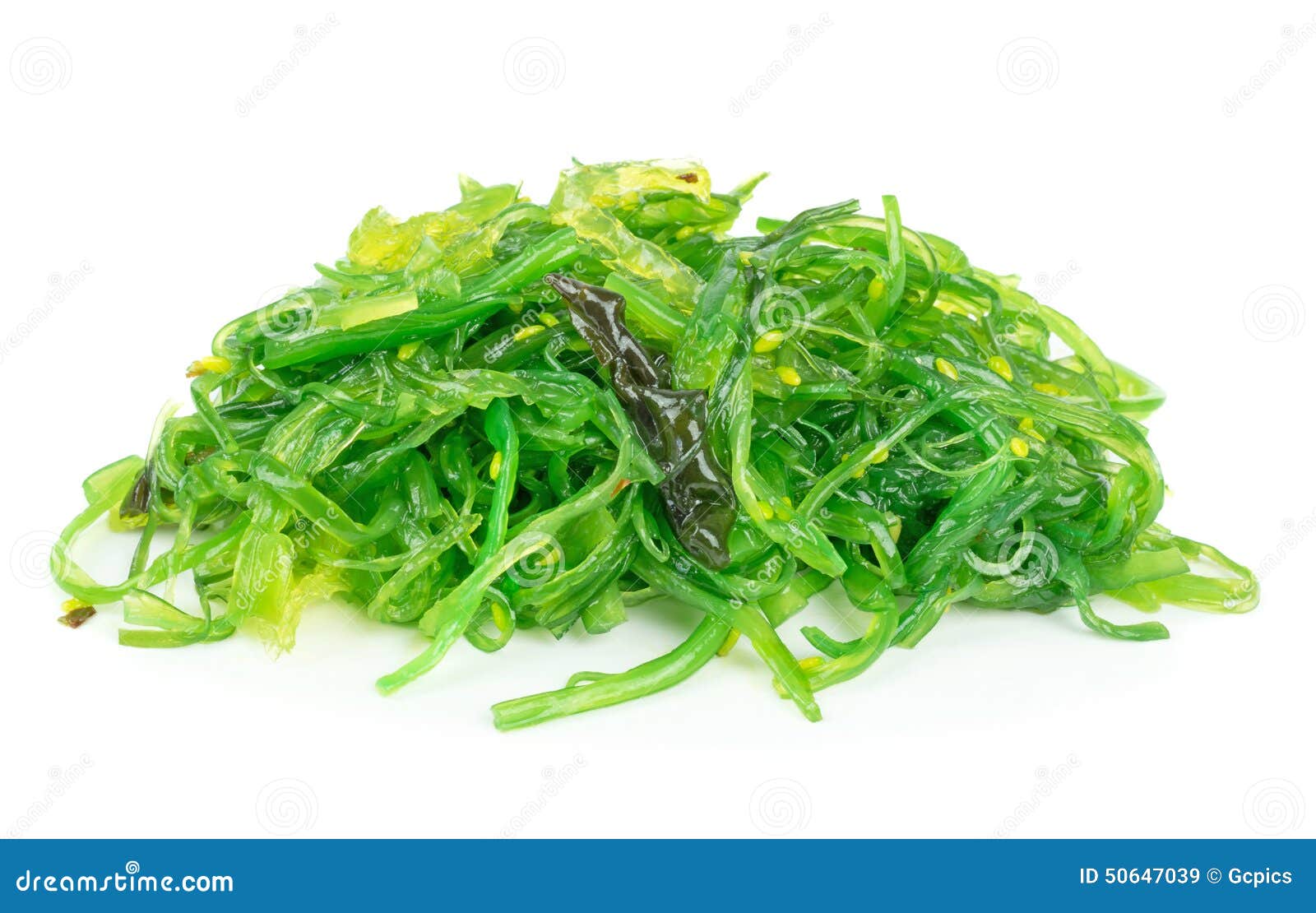 a portion of fresh wakame seaweed