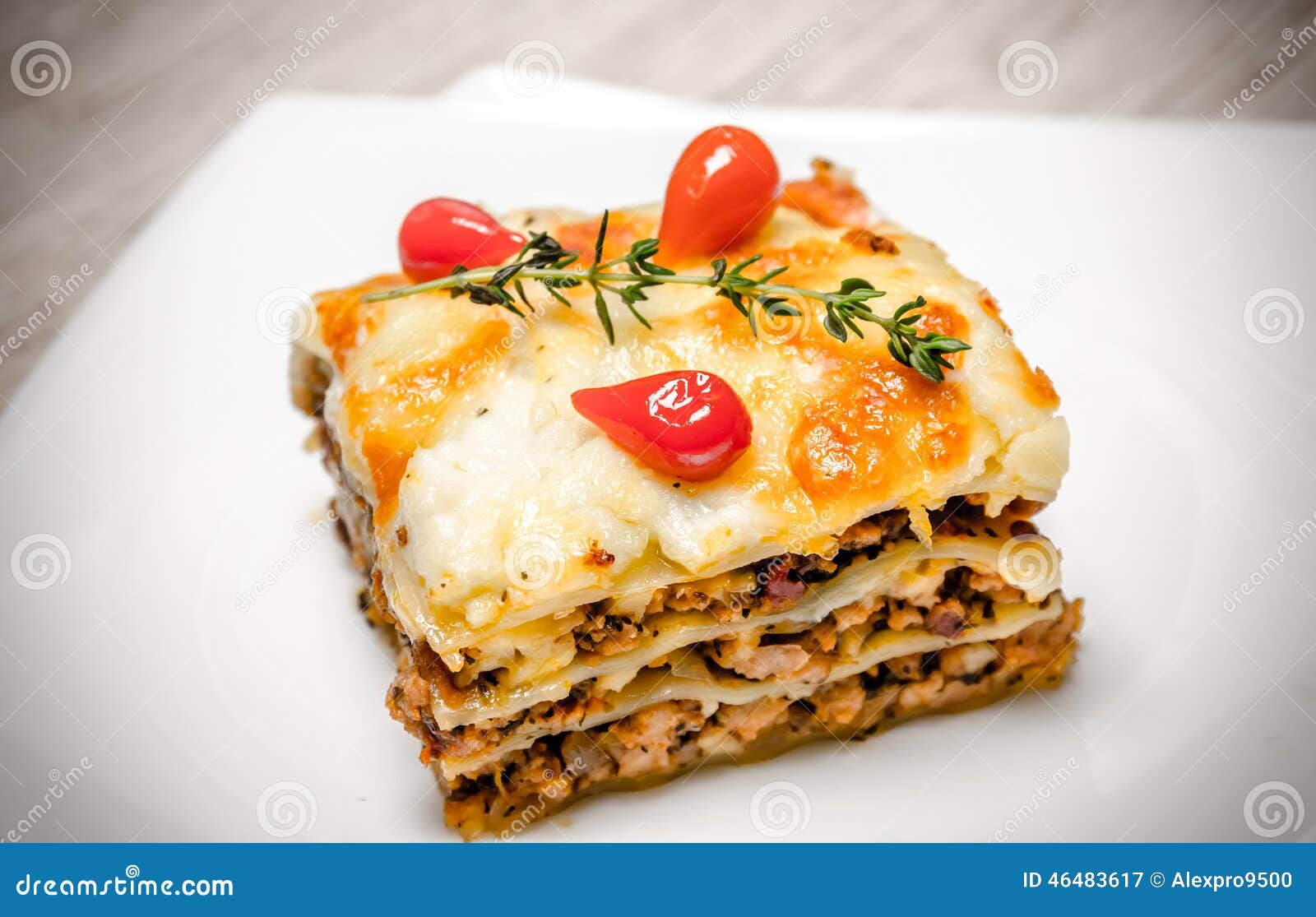 Portion of Lasagna on the Square Plate Stock Image - Image of durum ...