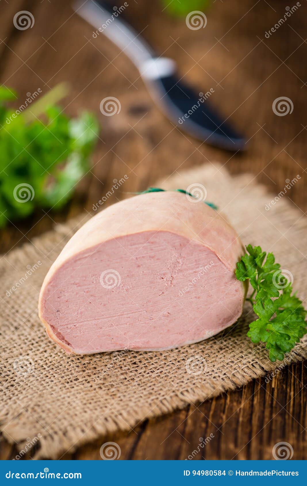 Portion of Liverwurst German Cuisine Selective Focus Stock Photo