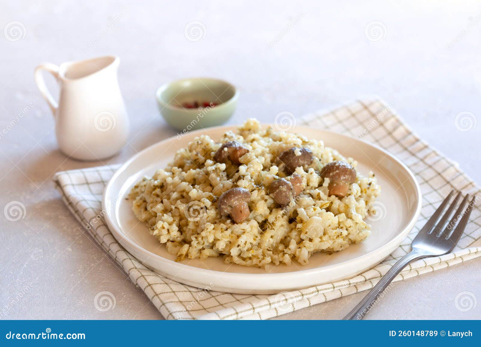 Portion of Mushrooms, Shallot and Celery Risotto Stock Image Image of