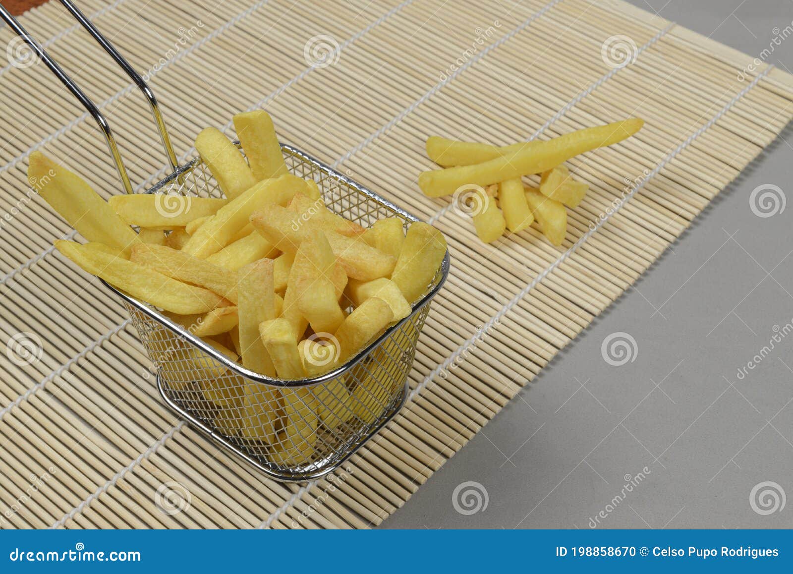 Portion of Potato Chips in a Metal Basket Stock Photo Image of