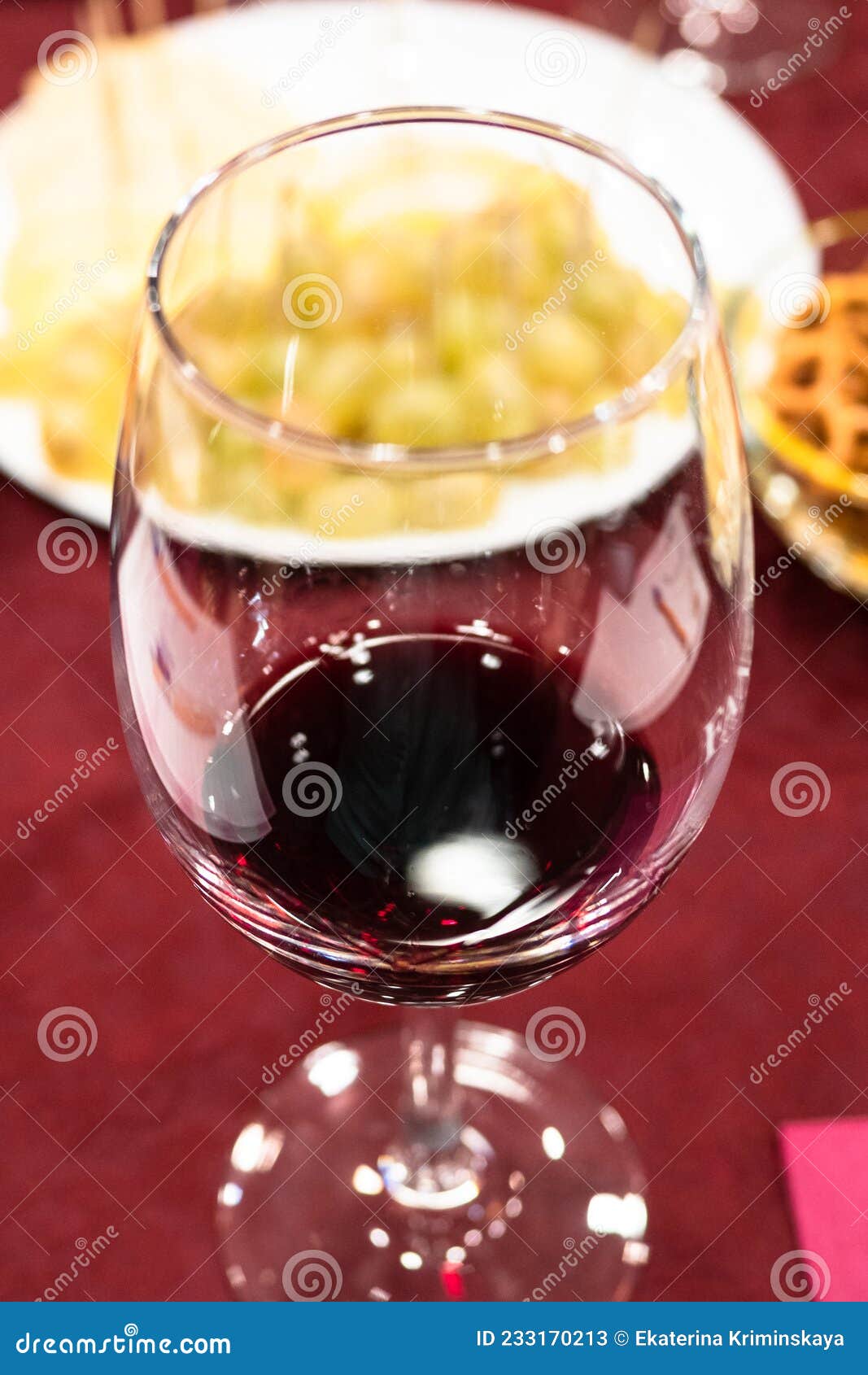 Portion of Red Wine in Glass and Close Up Stock Image Image of