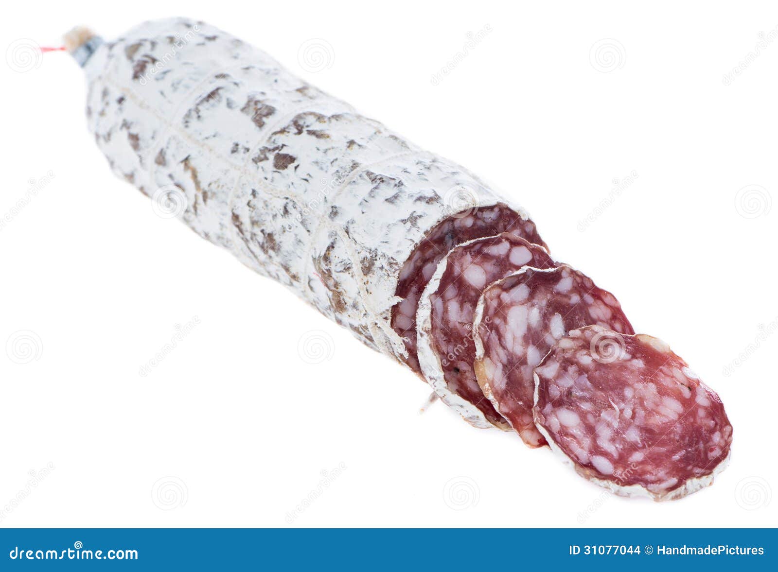 Portion of Salami on white stock photo. Image of pepper 31077044