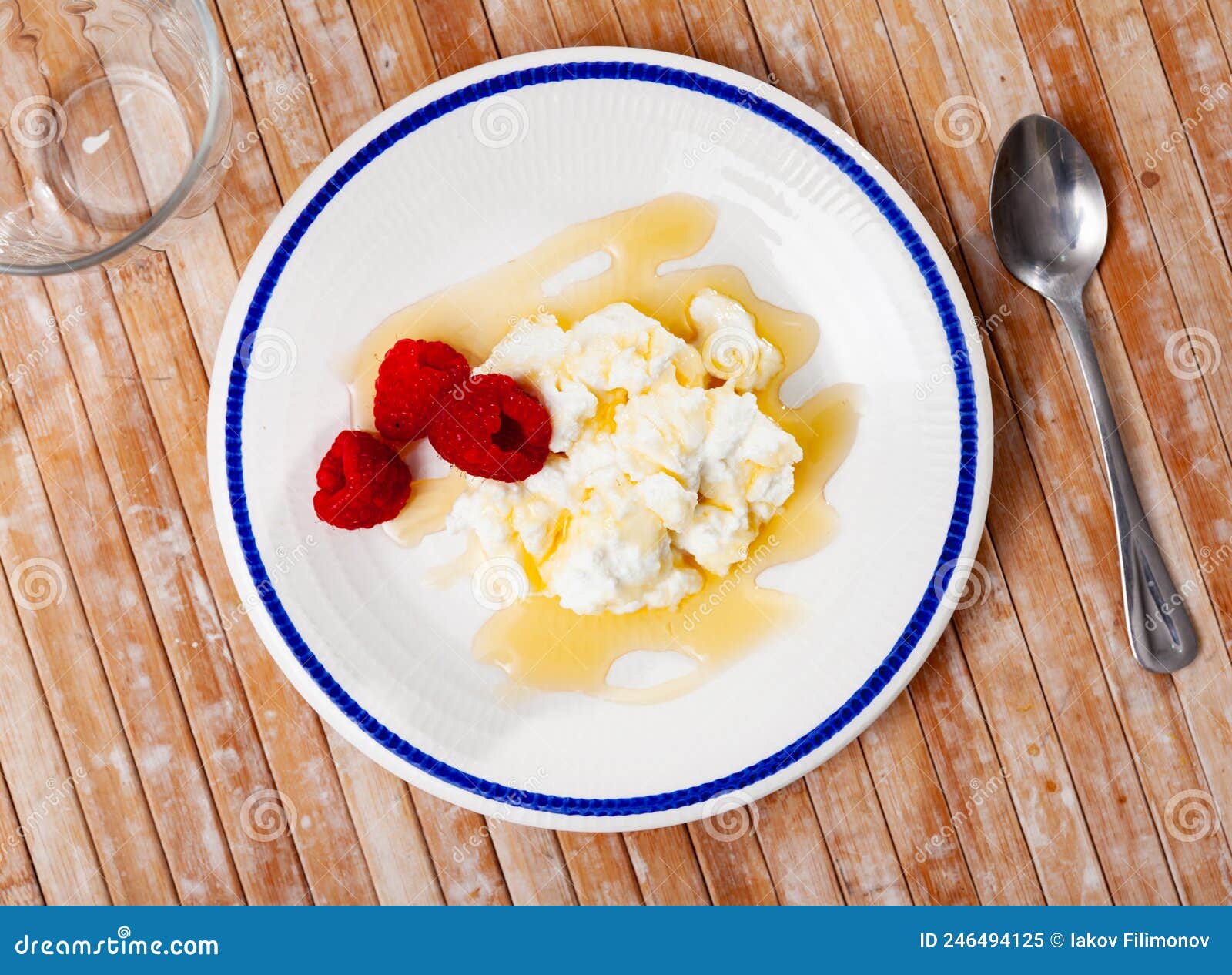 Portion of Tradicional Catalan Dessert, Mato with Honey Stock Image