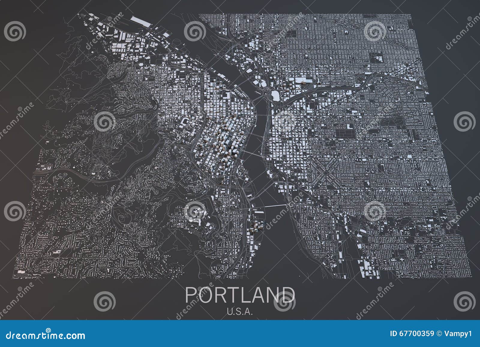 Portland Map Satellite View United - Portland Map Satellite View United States Dark Background 67700359