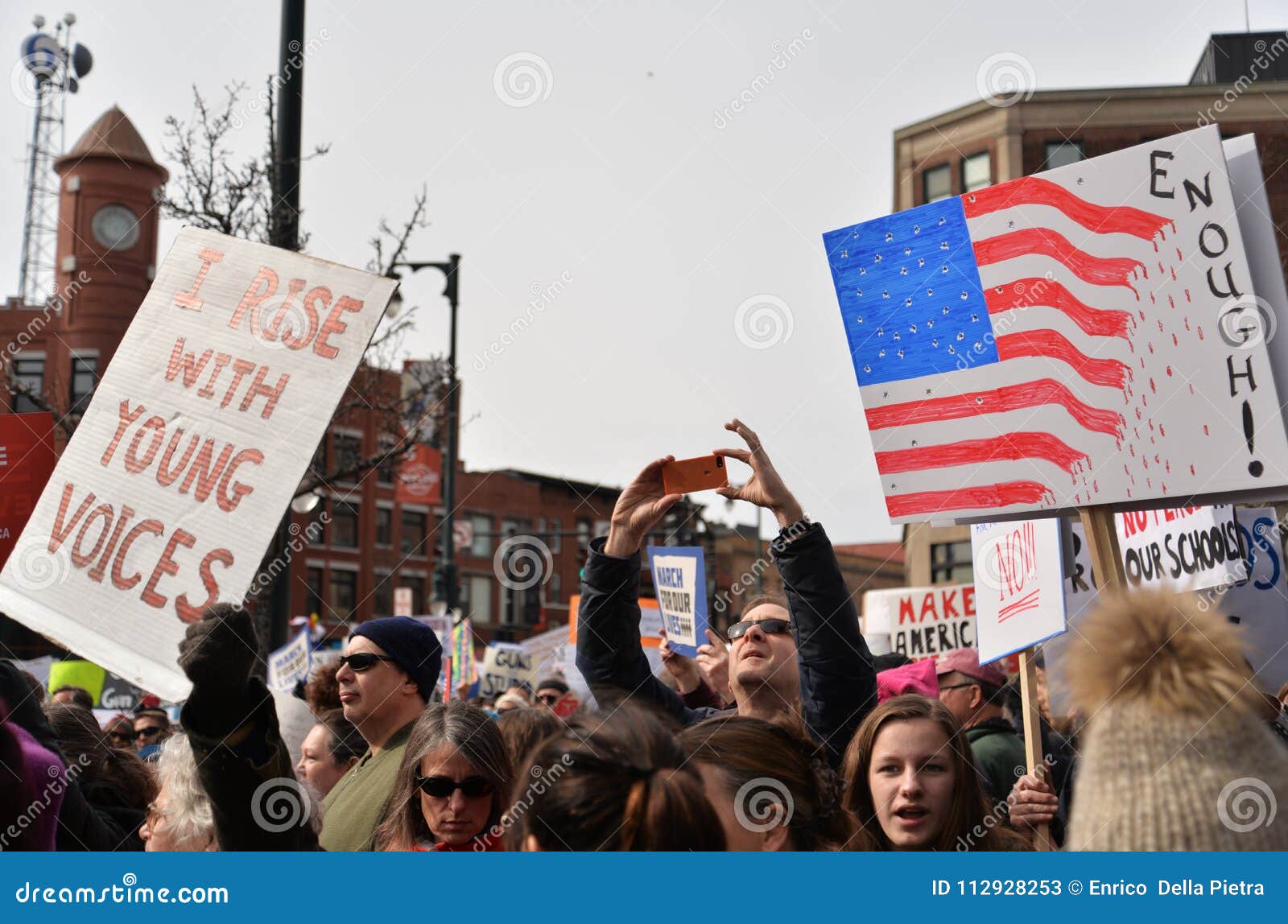 National School Walkout Student Protester Holding Sign. Editorial Stock