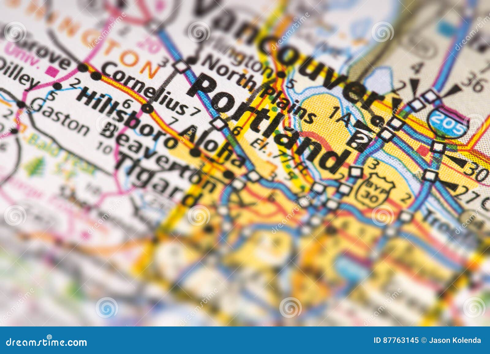 Portland, Oregon en mapa imagen de archivo. Imagen de estados 87763145