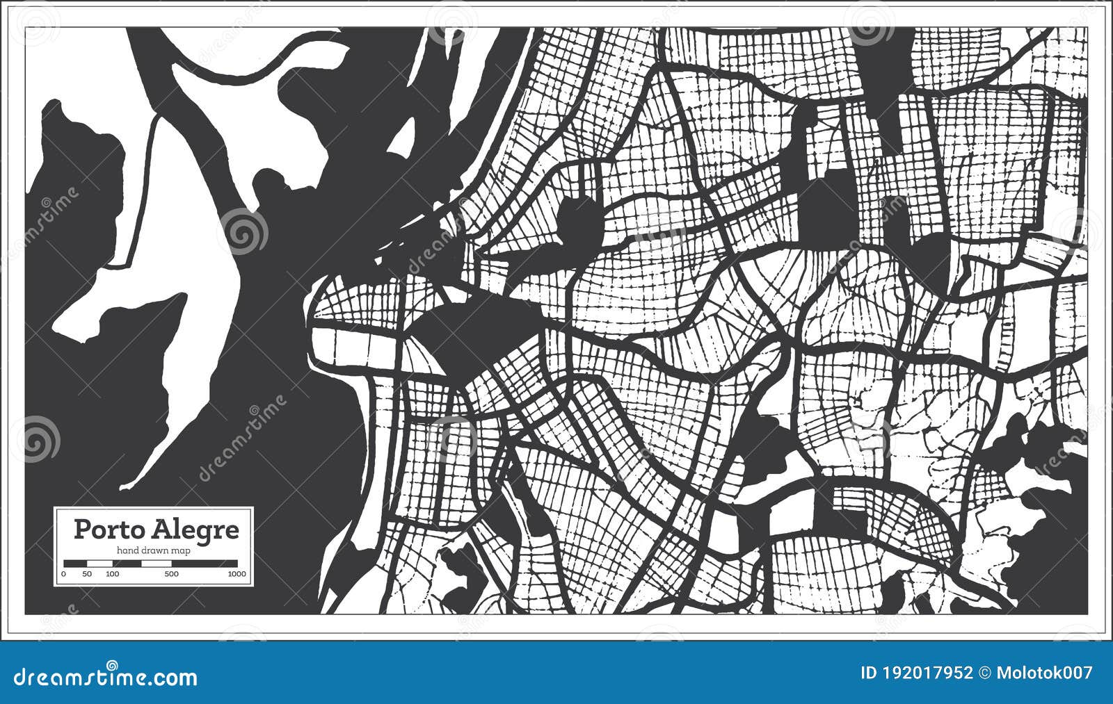 porto alegre brazil city map in black and white color in retro style. outline map