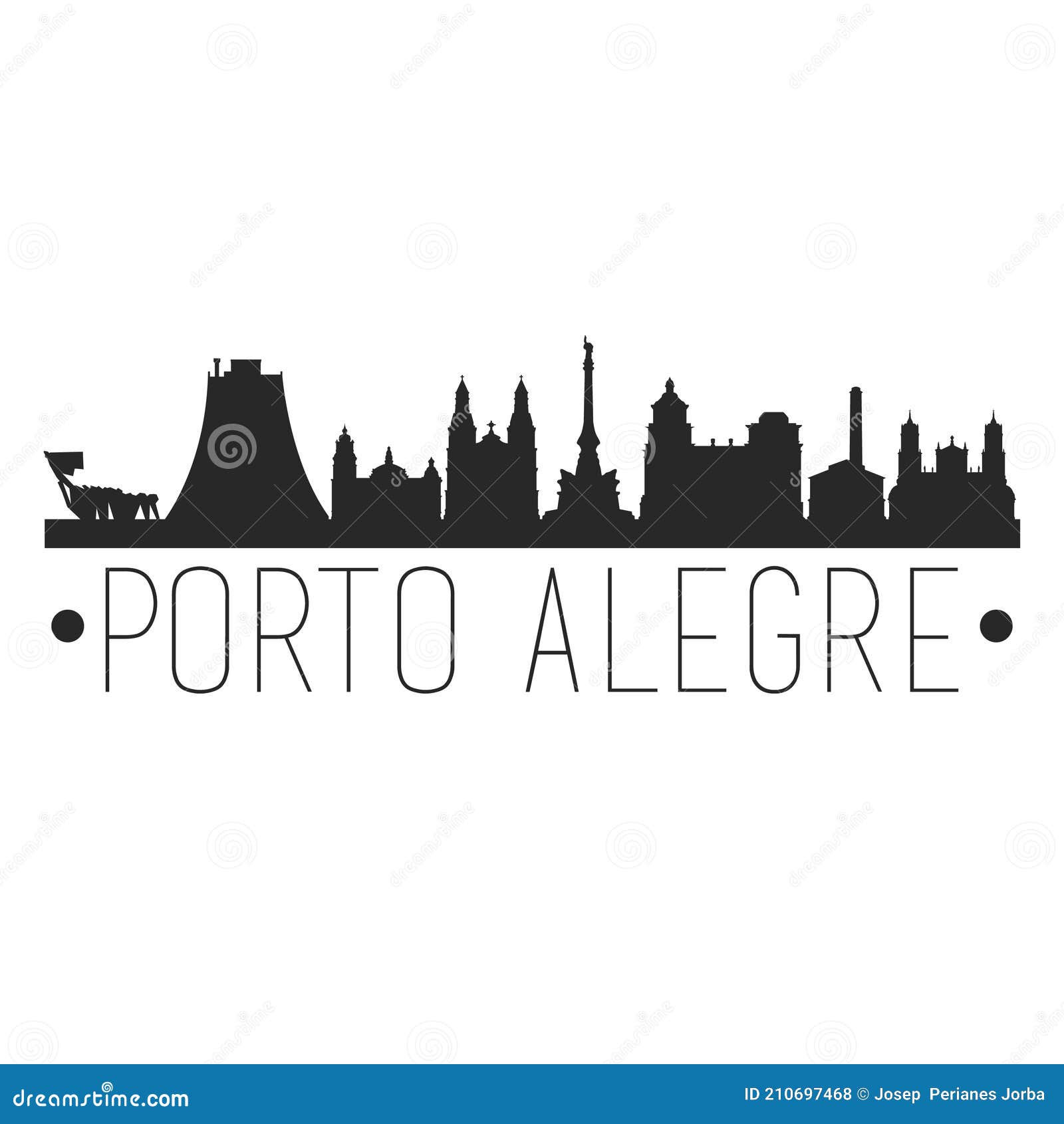 porto alegre brazil. city skyline. silhouette city.  . famous monuments.