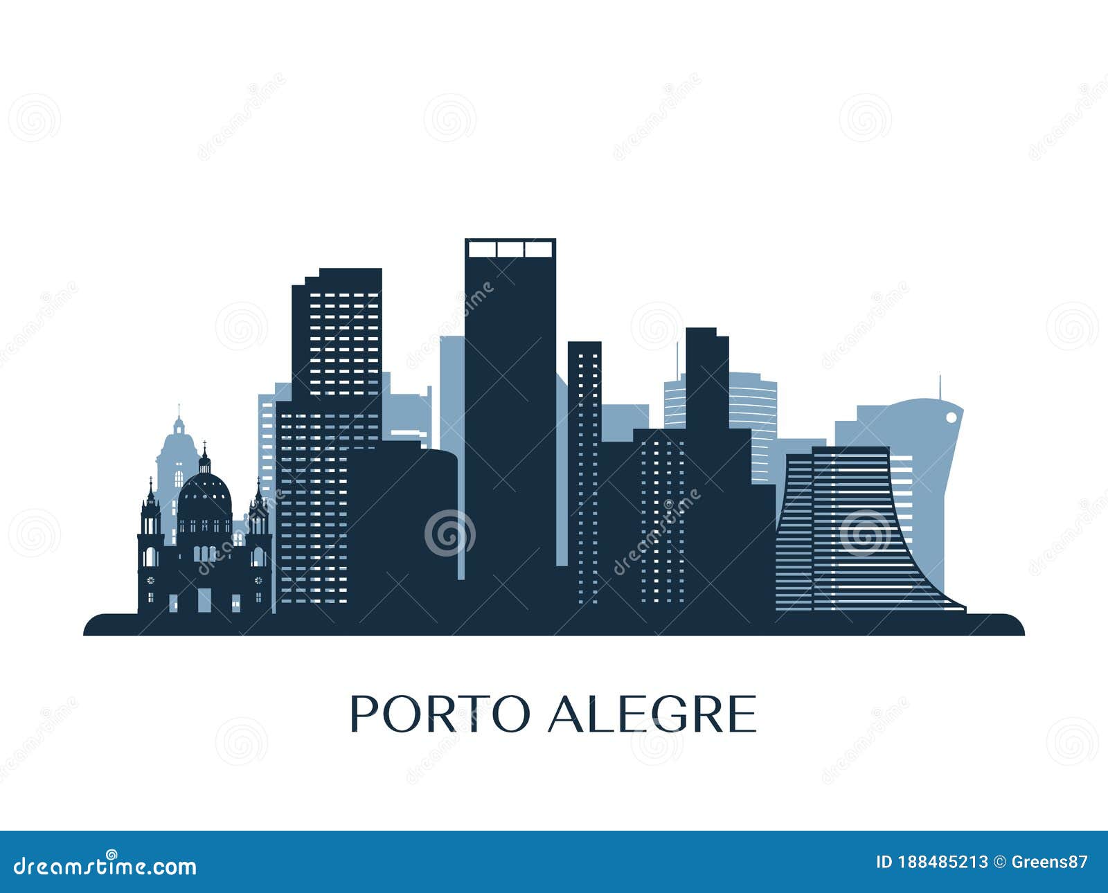 porto alegre skyline, monochrome silhouette.