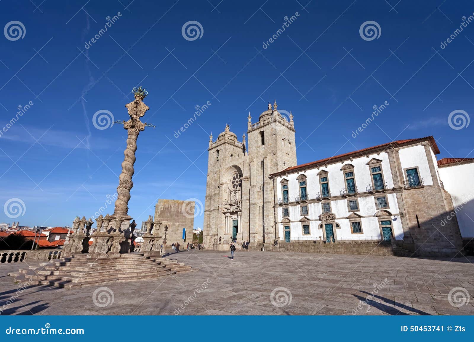 porto cathedral or se catedral do porto and the pillory in the cathedral square aka terreiro da se