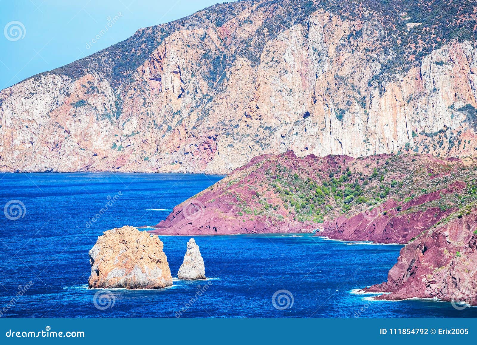 Landscape at Porto Corallo in Nebida and the coast of