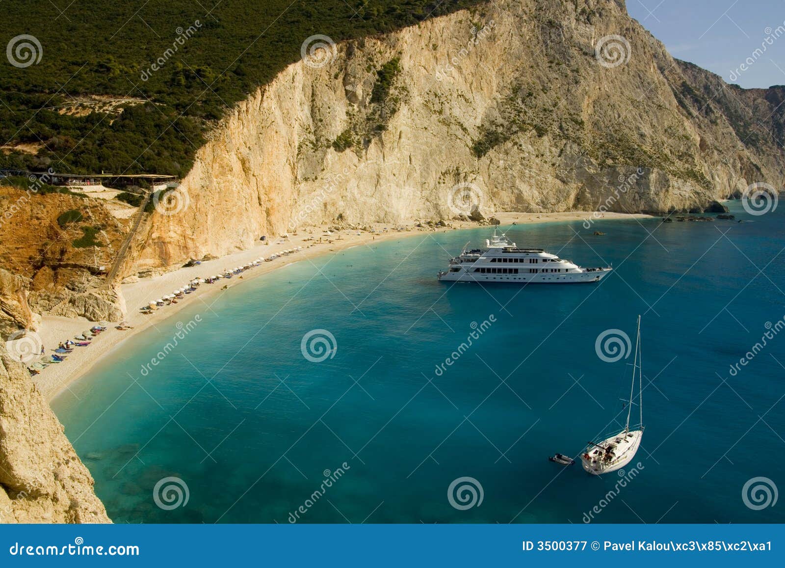 Porto Katsiki Beach with Boats Stock Image - Image of hobby, journey ...