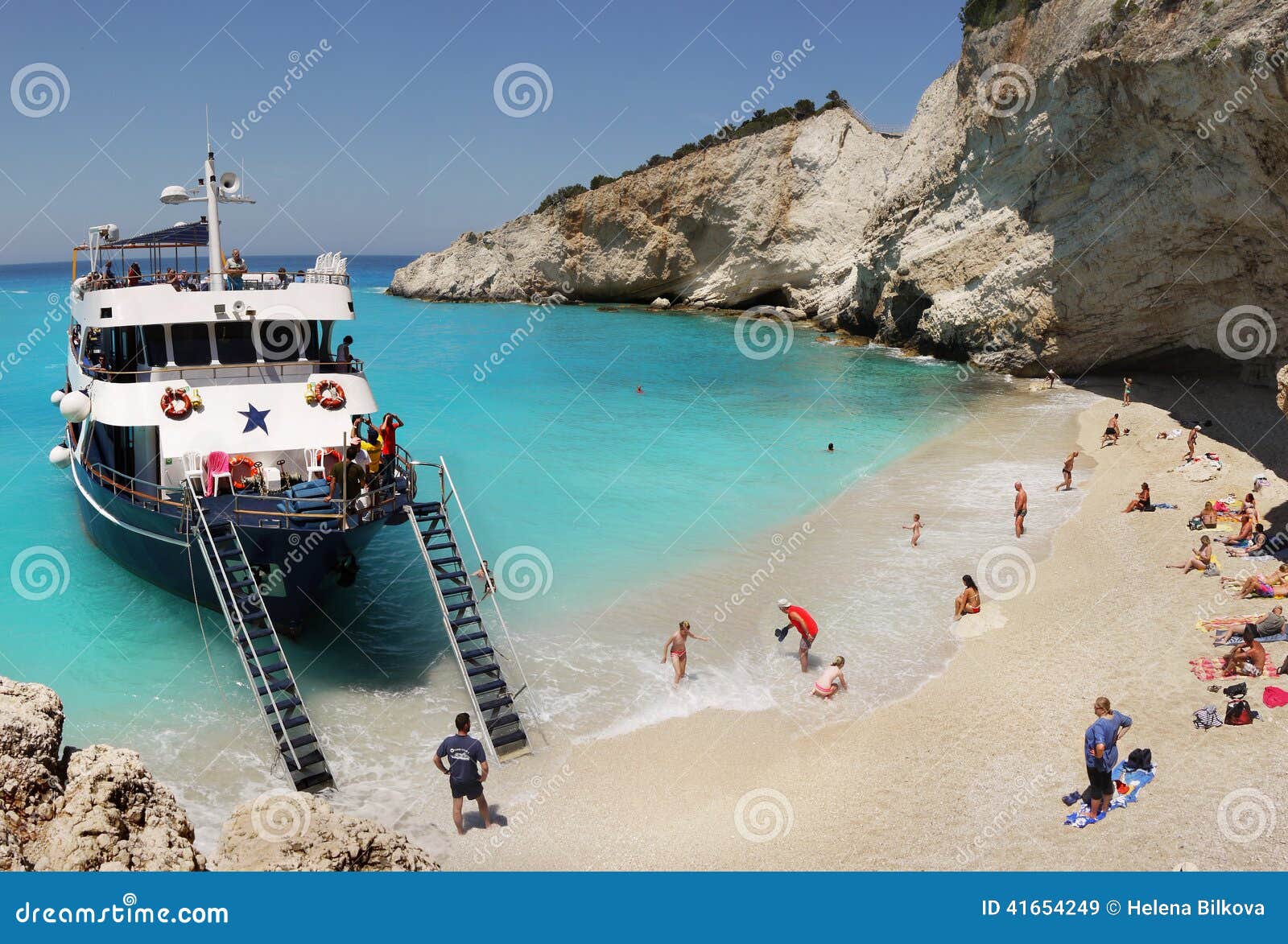 Porto Katsiki Strandpanorama, Lefkada, Griekenland Redactionele Stock ...