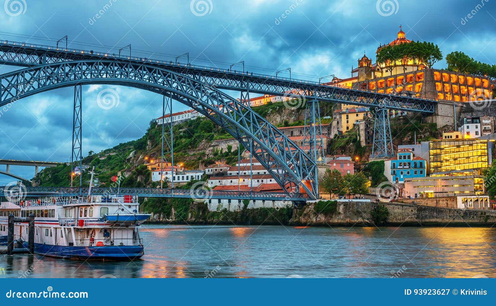 porto, portugal: the dom luis i bridge and the serra do pilar monastery on the vila nova de gaia side