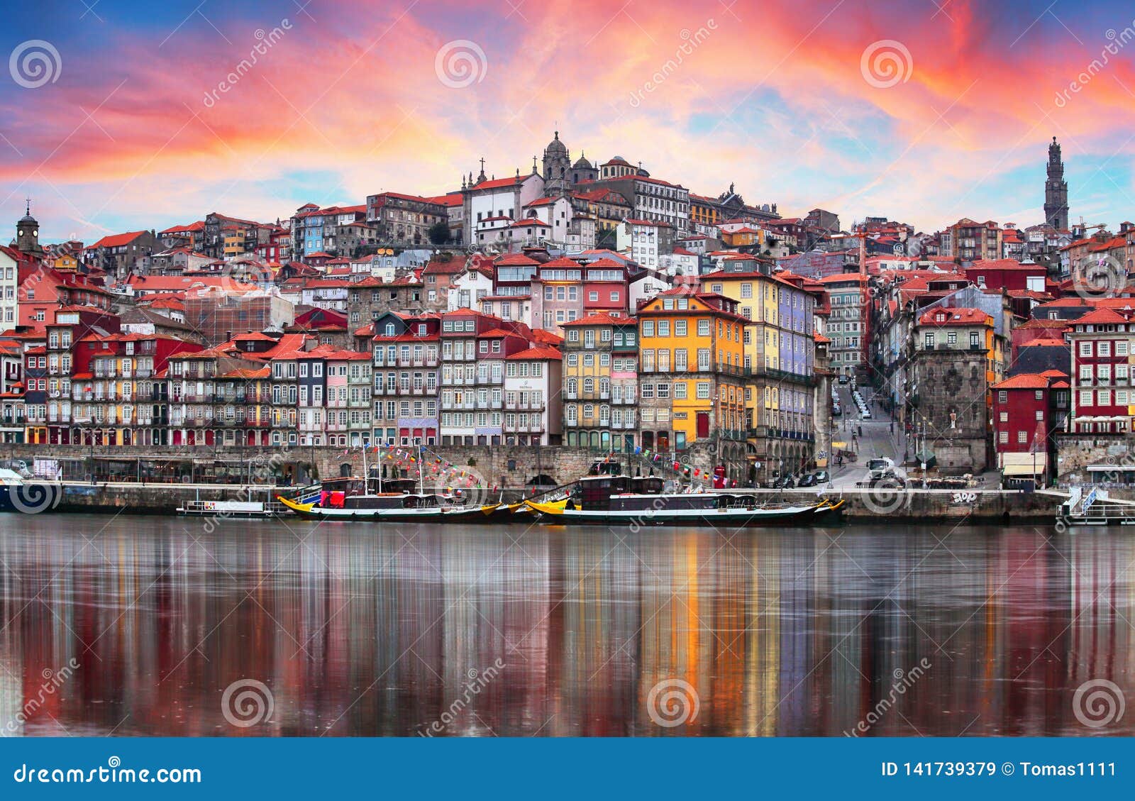 porto, portugal old town on the douro river. oporto panorama