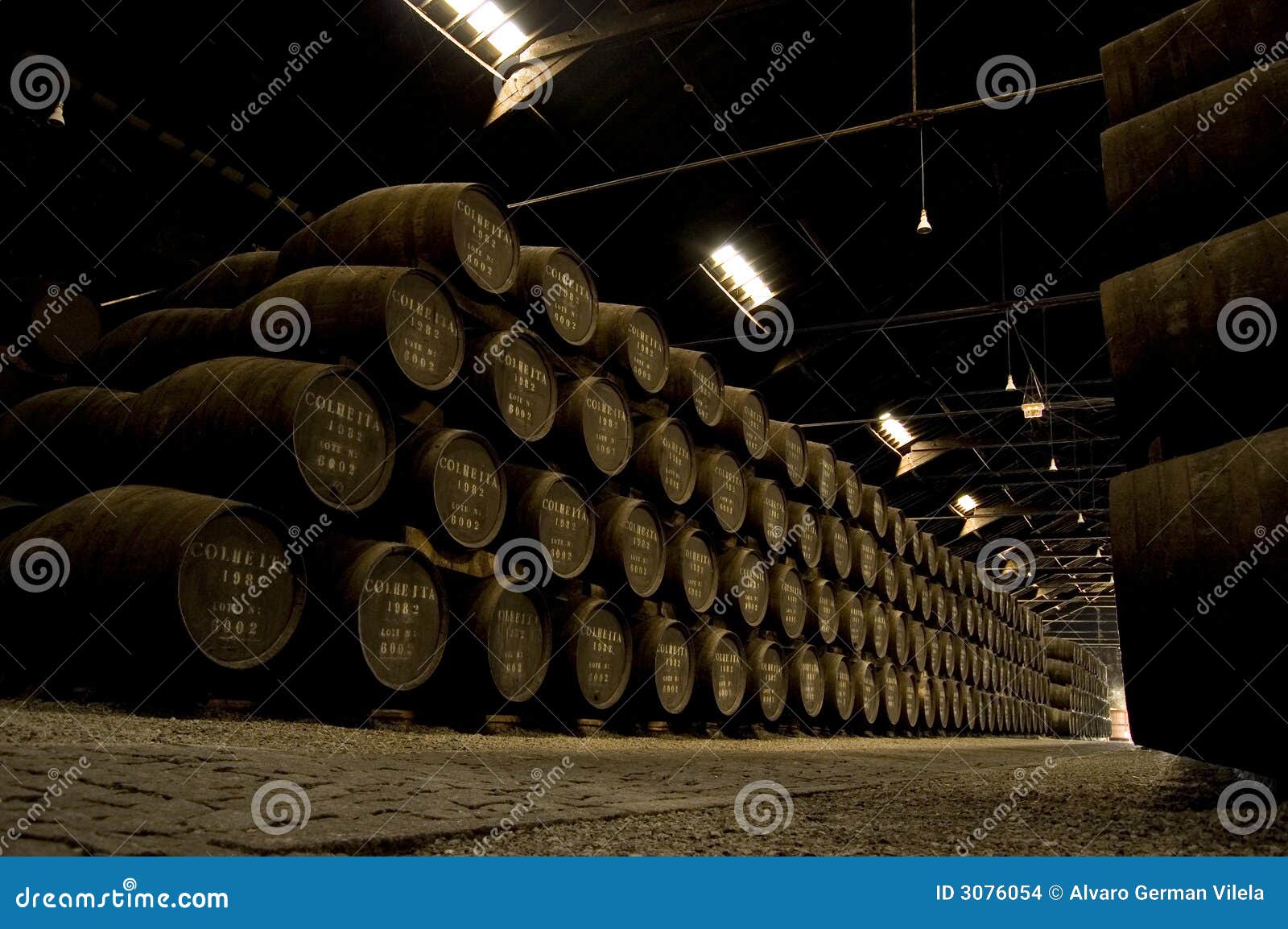 porto wine barrel in warehouse